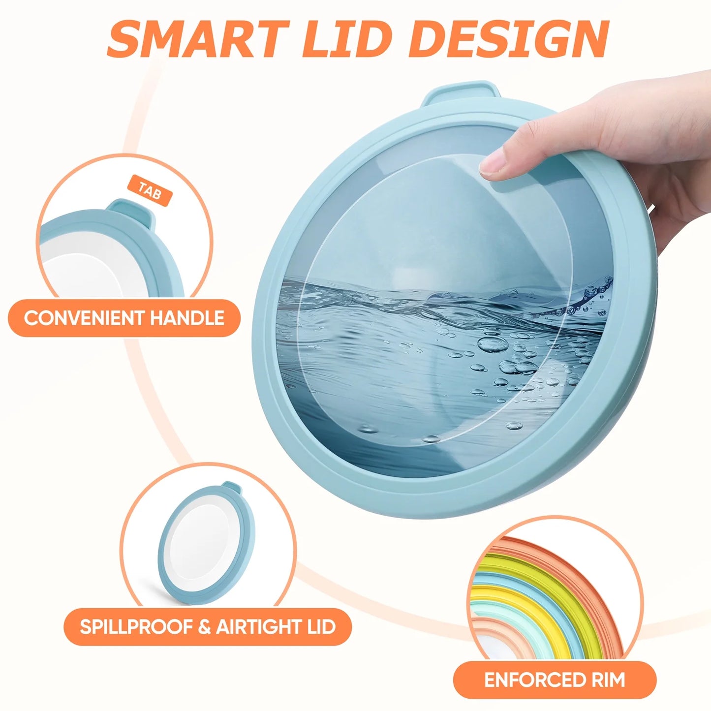 6Pcs Mixing Bowl Set with Lids, Plastic Nesting Bowls for Mixing, Storage, Kitchen Prepping, Serving Food, Microwave & Dishwasher Safe - Multi-Color