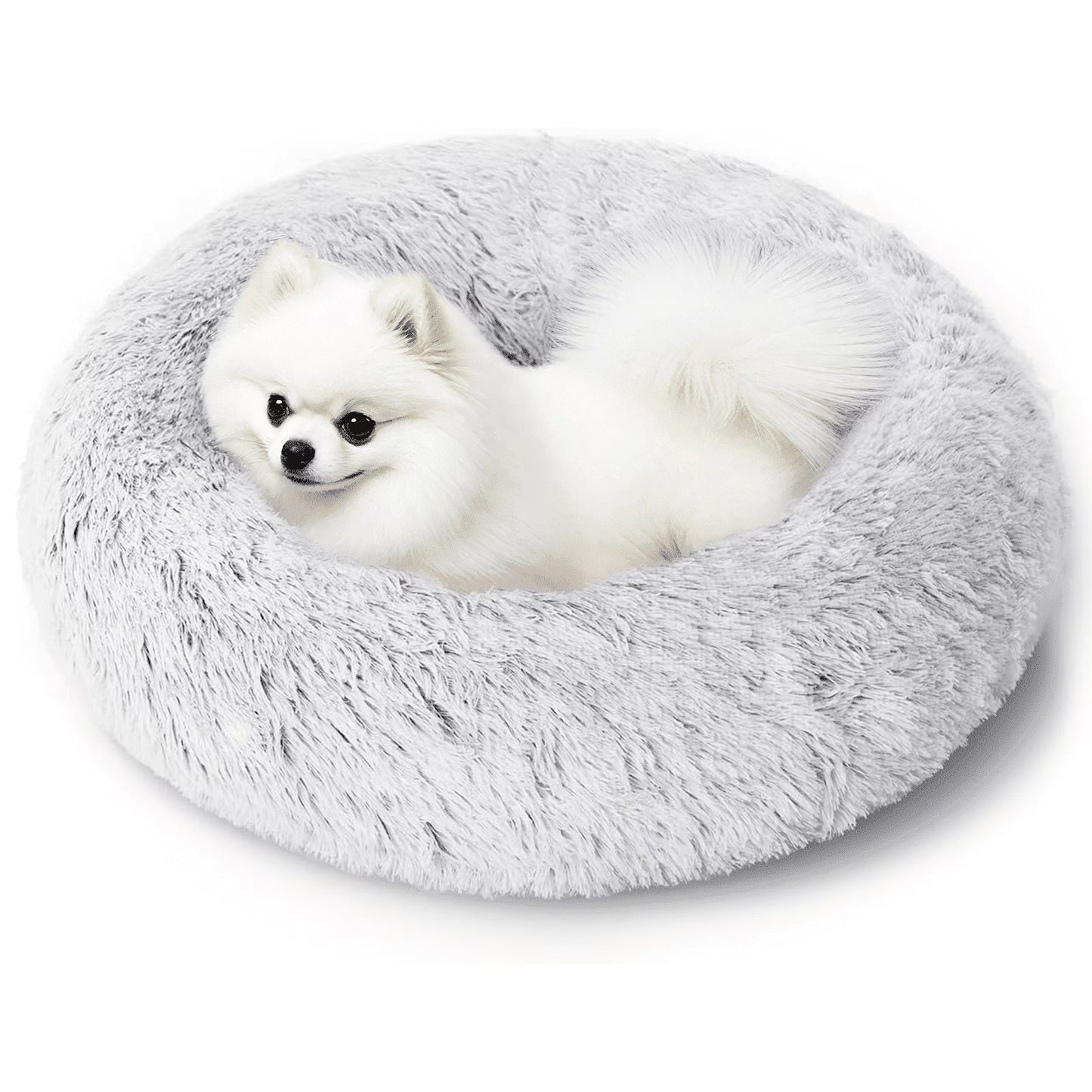 20-Inch Calming Donut Dog Bed for Small Dogs - Anti-Anxiety Cozy Round Pet Bed, Fluffy and Washable for Small to Medium Dogs and Cats