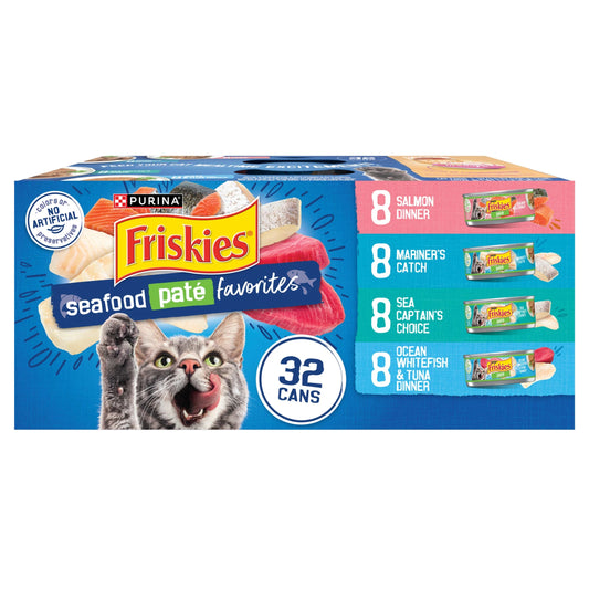Purina  Pâté Seafood Favorites Variety Pack, Wet Cat Food, 5.5 oz Cans, 32 Count