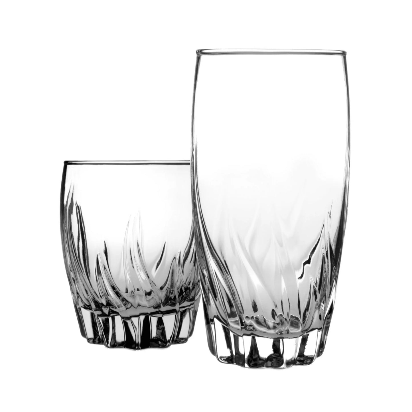 12 Piece Radiant Drinking Glasses Set, 16 Oz & 12 Oz Clear Glasses