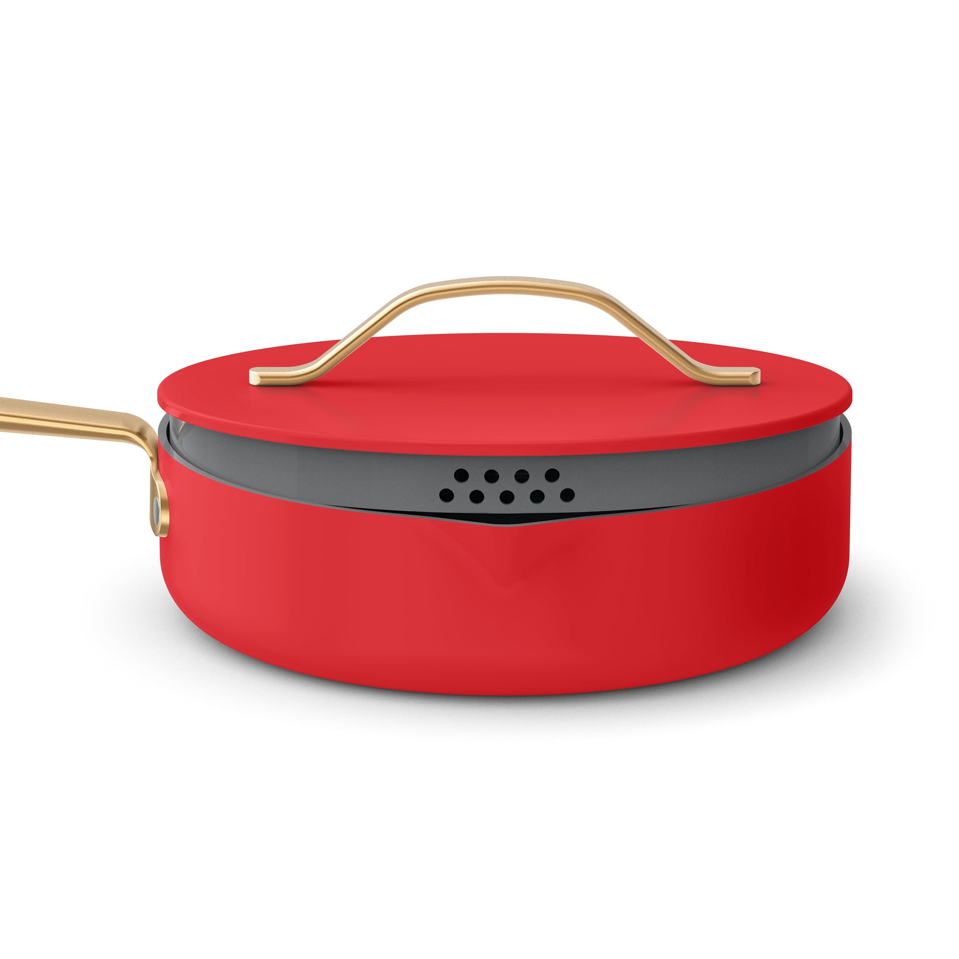 12-Piece Ceramic Nonstick Cookware Set with Strainer Lids in Tomato Red by Drew Barrymore