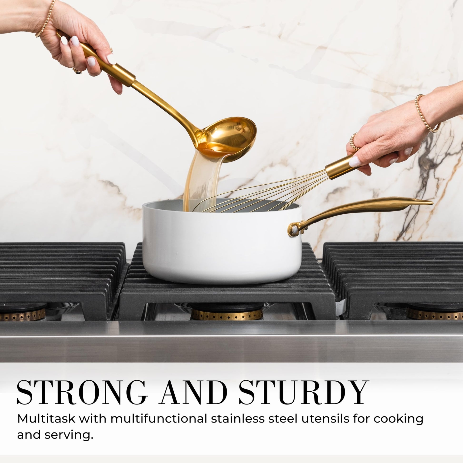 15-Piece Black and Gold Kitchen Utensils Set with Measuring Cups & Spoons, Bpa-Free