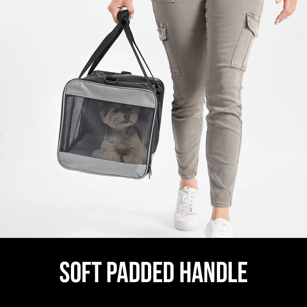 Portable Cat Carrier and Dog Kennel for Pets up to 15 lbs, Airline-Approved Travel Bag, Gray