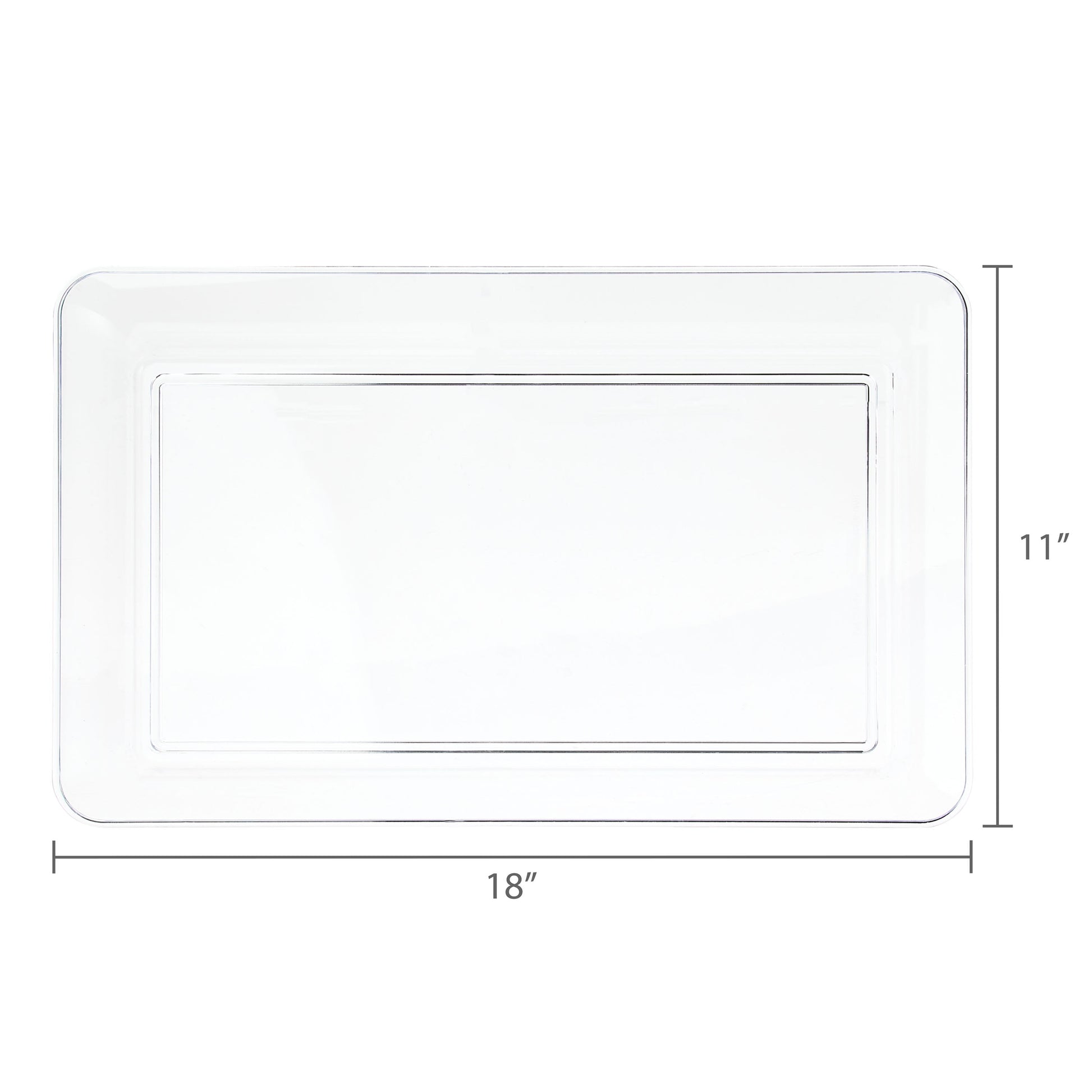 Clear Rectangular Plastic Food Tray, 18", by