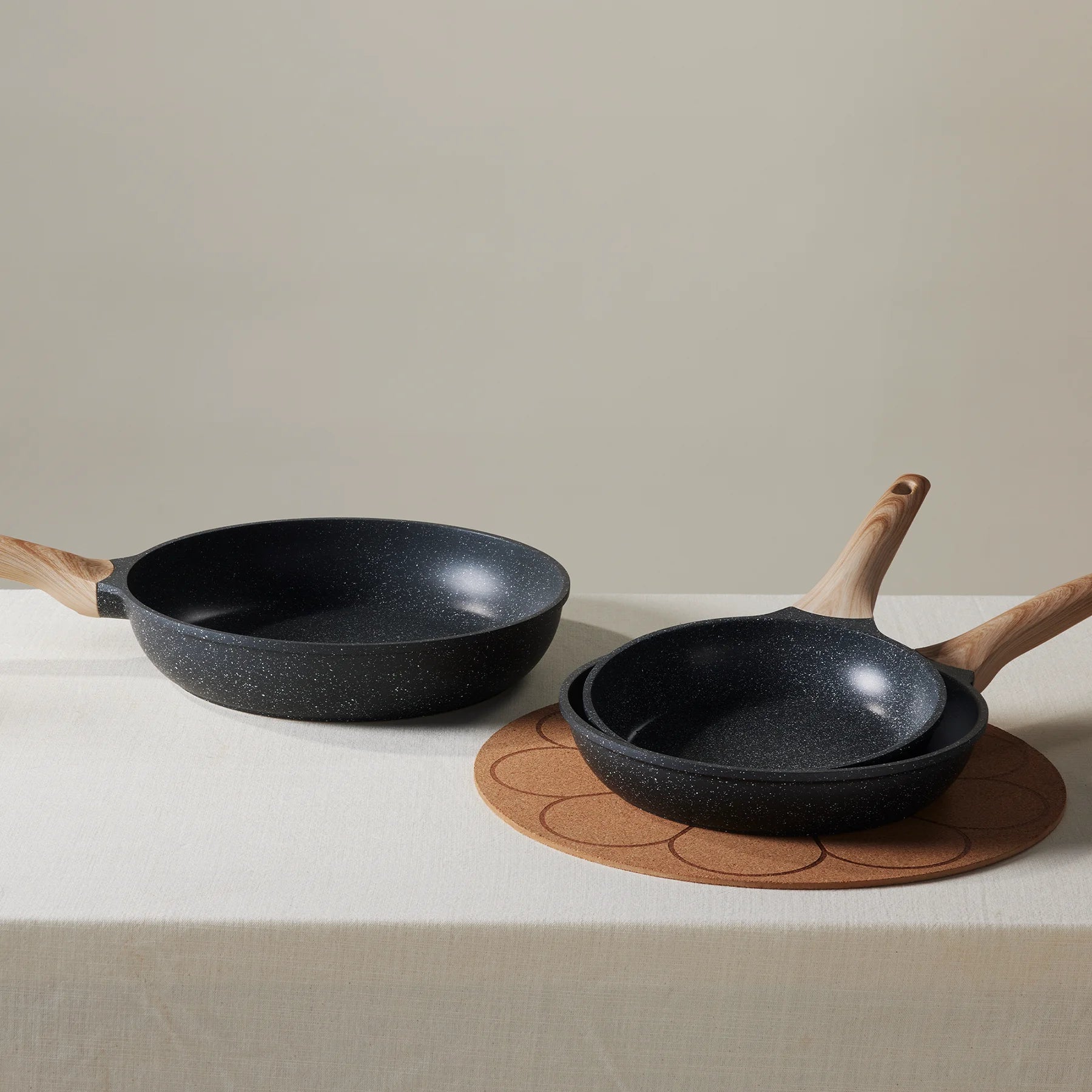 Professional 3-Piece Nonstick Frying Pan Set, Induction Compatible Skillets in 8", 9.5", and 11" Sizes