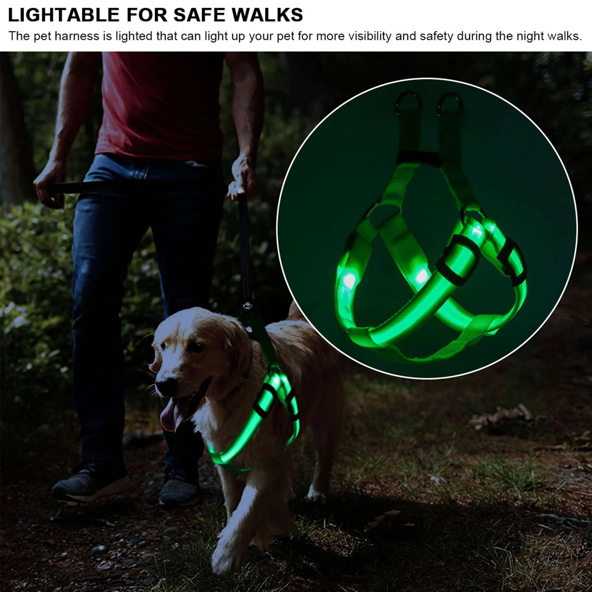 Light up Dog Harness, USB Rechargeable No Pull Dog Vest Reflective Harness for Small Medium Large Pets (S, Pink)