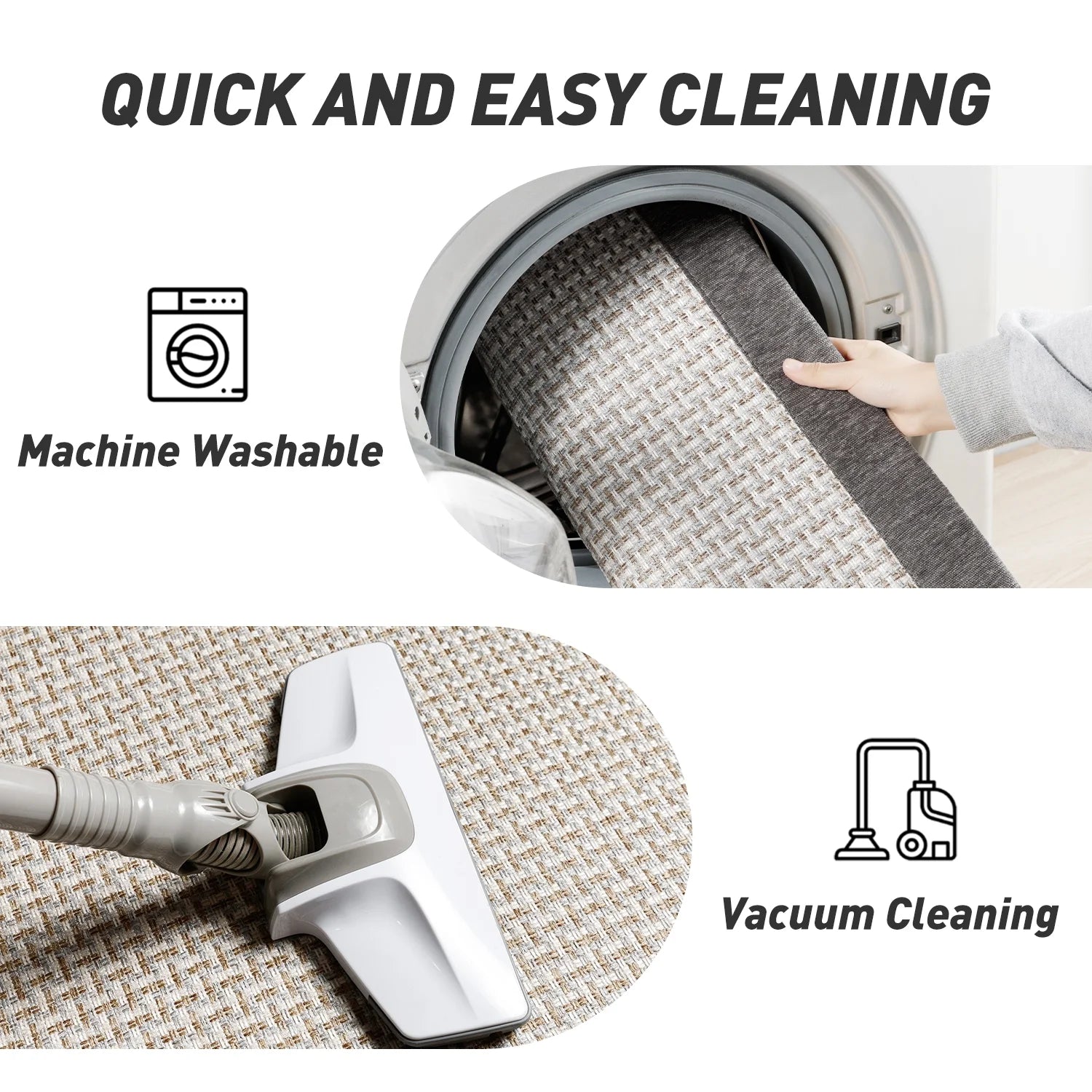 20" x 32" Non-Slip Kitchen Mat - Washable Absorbent Small Throw Rug for Kitchen Floor in Twill Gray Brown Design