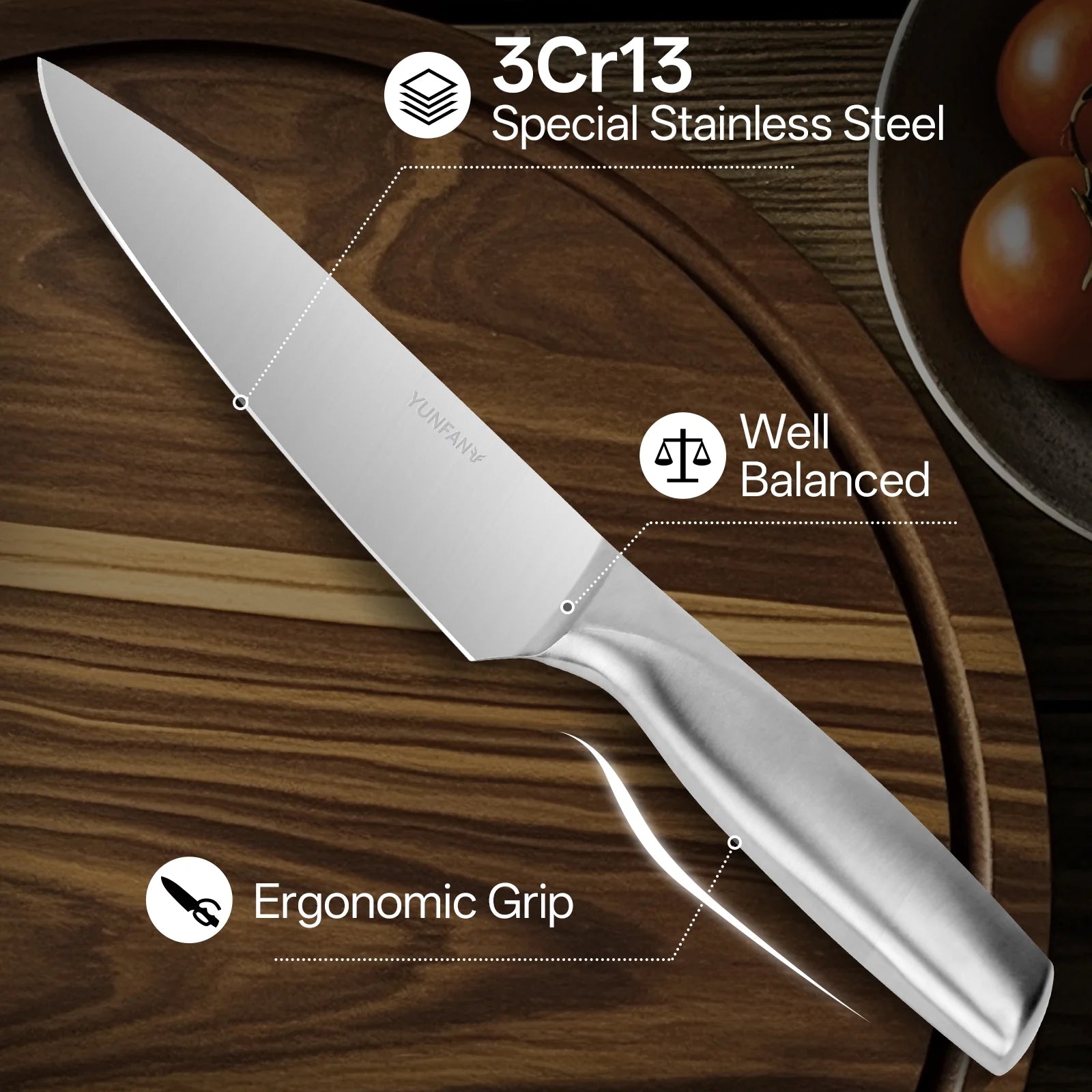 Professional Kitchen Knives, Sharp Knives for Kitchen High Carbon Stainless Steel, Sliver