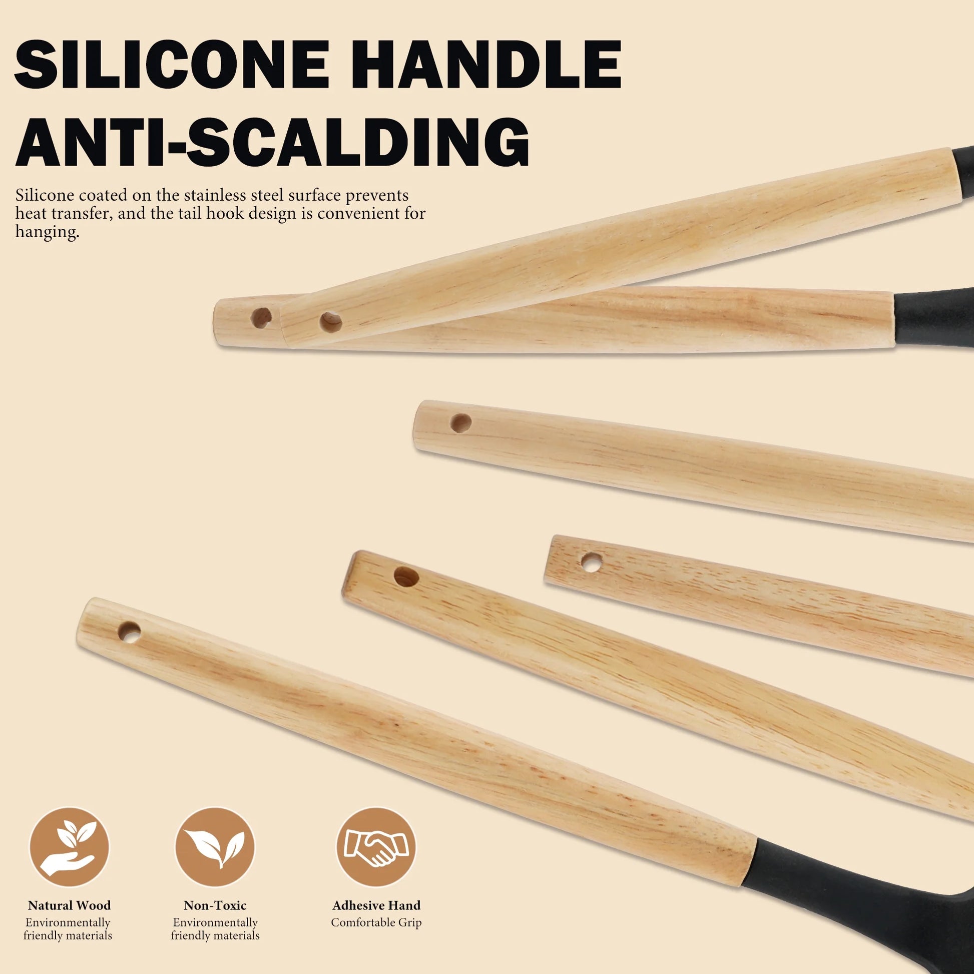 19Pcs Cooking Utensils Set, Kitchen Set Utensils Set with 11 Pieces Spatula Cooking Utensils,Heat Resistant Silicone Utensils 5 Piece Sharp Knife Set 1 Scissors and 1 Utensil Cutting Board Black