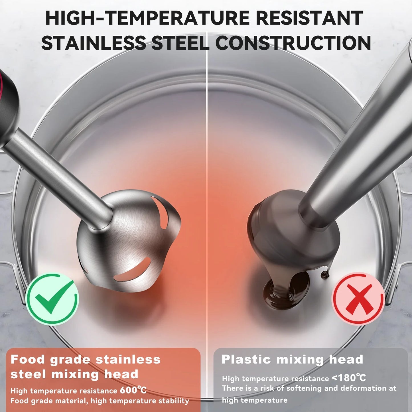 20-Speed 1000W 5-in-1 Immersion Hand Blender with Turbo Mode, Baby Food Processor, and Chopper, Includes 600ml Beaker (Black)