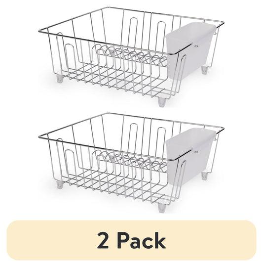 (2 Pack)  Small Wire Dish Rack - Chrome - 14.17" W X 12.64" L X 5.67" H