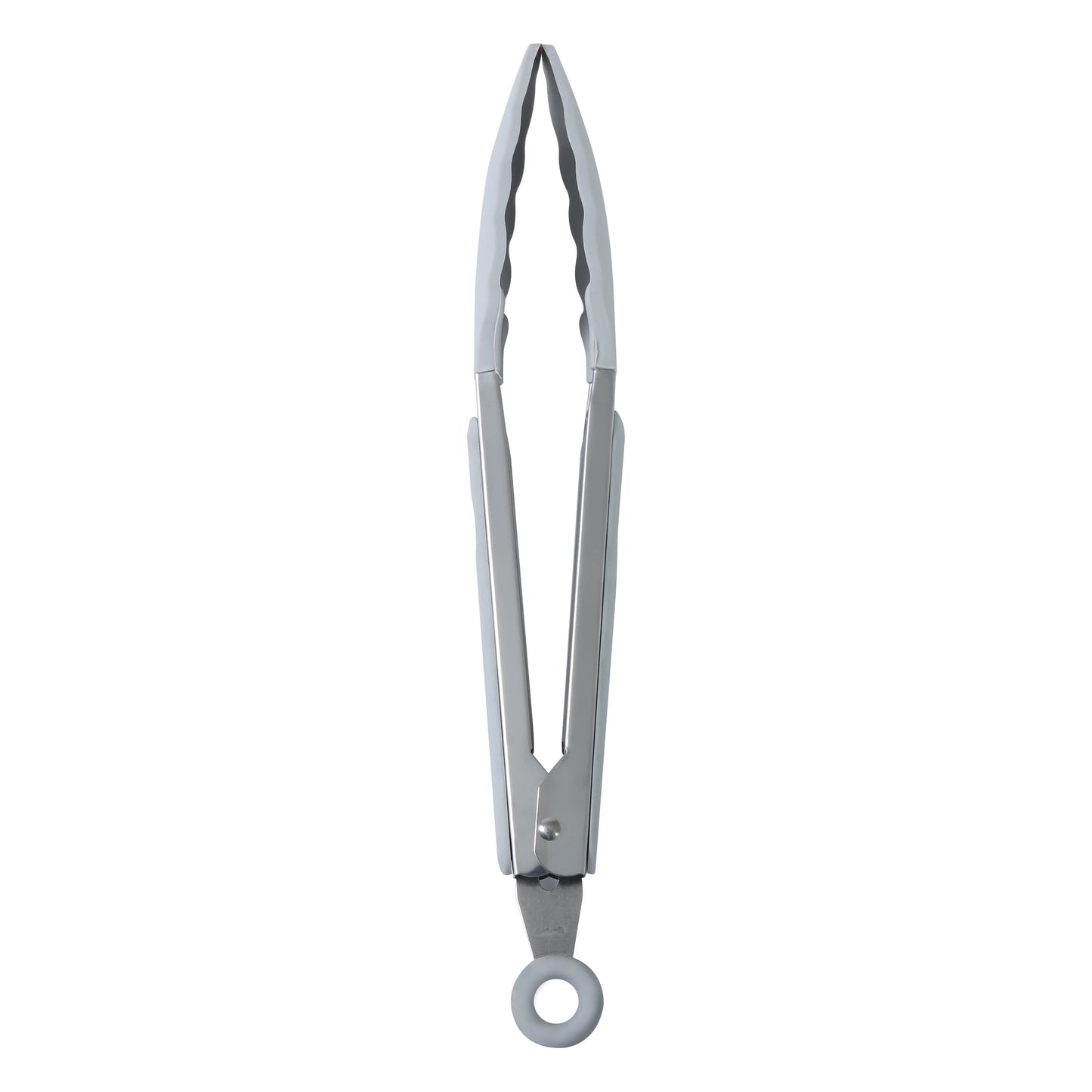 9" Stainless Steel and Silicone Locking Tongs, Soft Grip Handle, Grey Flannel