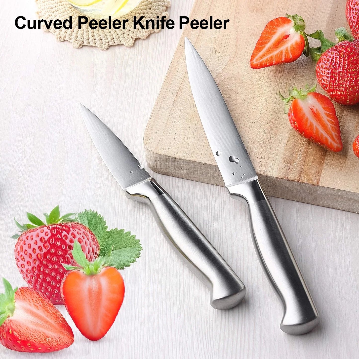 Kitchen Knife Set with Block, 16 PCS High Carbon Stainless Steel Sharp Serrated Steak Knives(Silver)