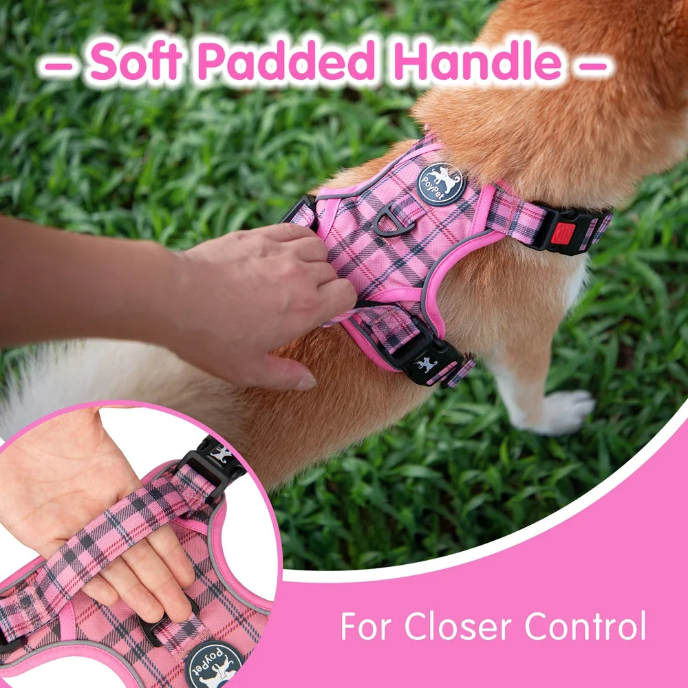 Adjustable Dog Harness and Leash Set, Escape-Proof No-Pull Vest with Reflective Soft Padding and Handle for Small to Large Dogs