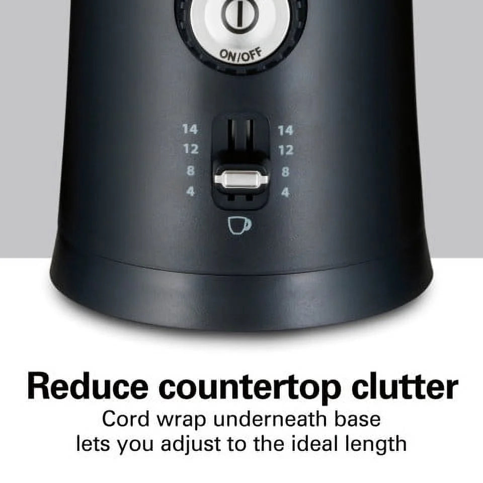 Custom Grind Coffee Grinder, 14 Cups, Black, New, 80393F