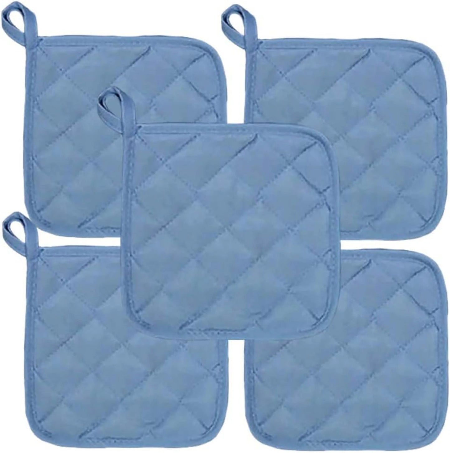 5Pcs Kitchen Pot Holders Set Heat Resistant Pure Cotton Potholders Kit Trivets Large Coasters Hot Pads Pot Holders for Everyday Cooking and Baking by 6.5 X 6.5 Inch