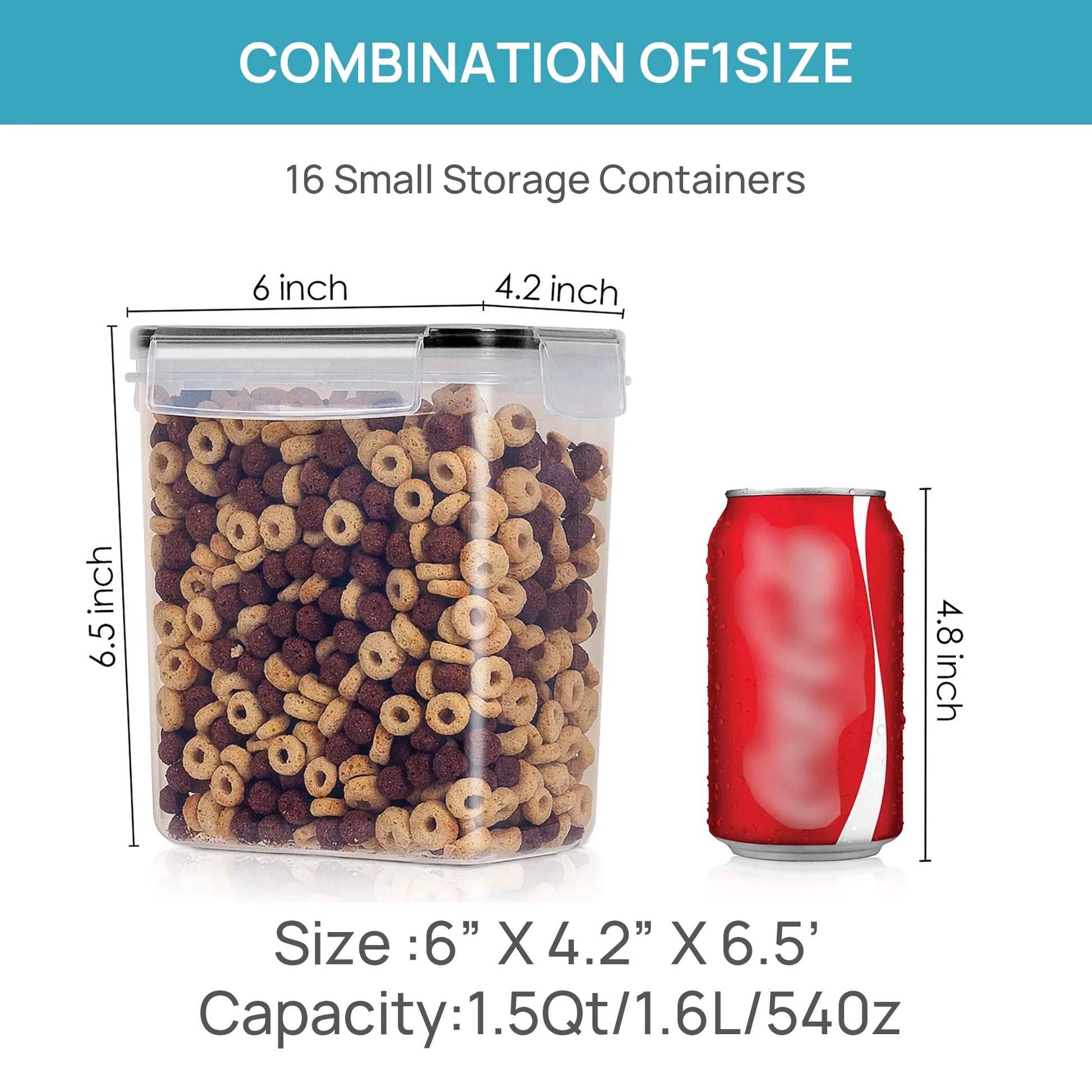 Airtight Food Storage Containers 16 Pcs/1.6L- Plastic BPA Free Kitchen Pantry Storage Containers, Black