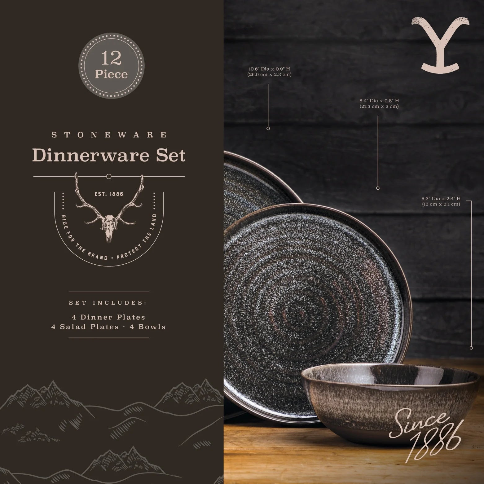 Rip 12-Piece Ceramic Dinnerware Set