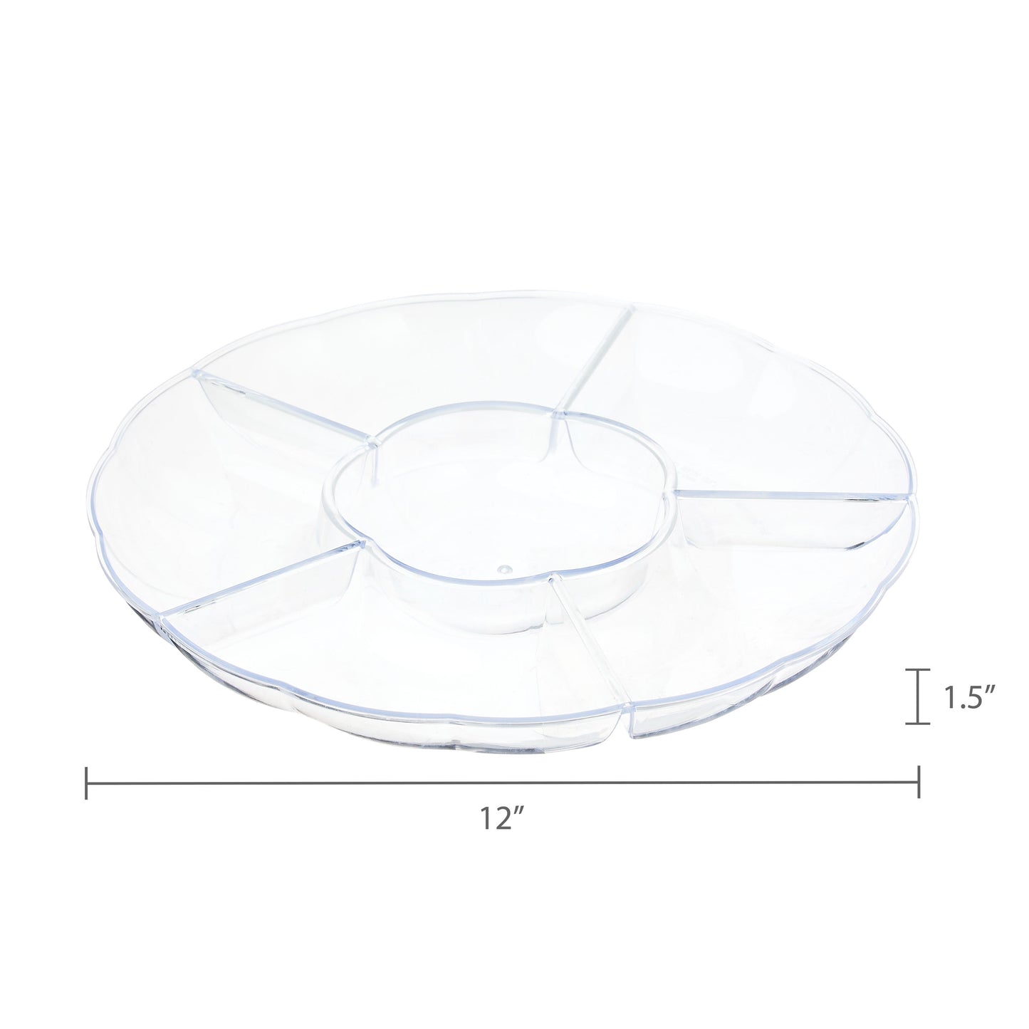 Clear round Compartment Tray, 12", by