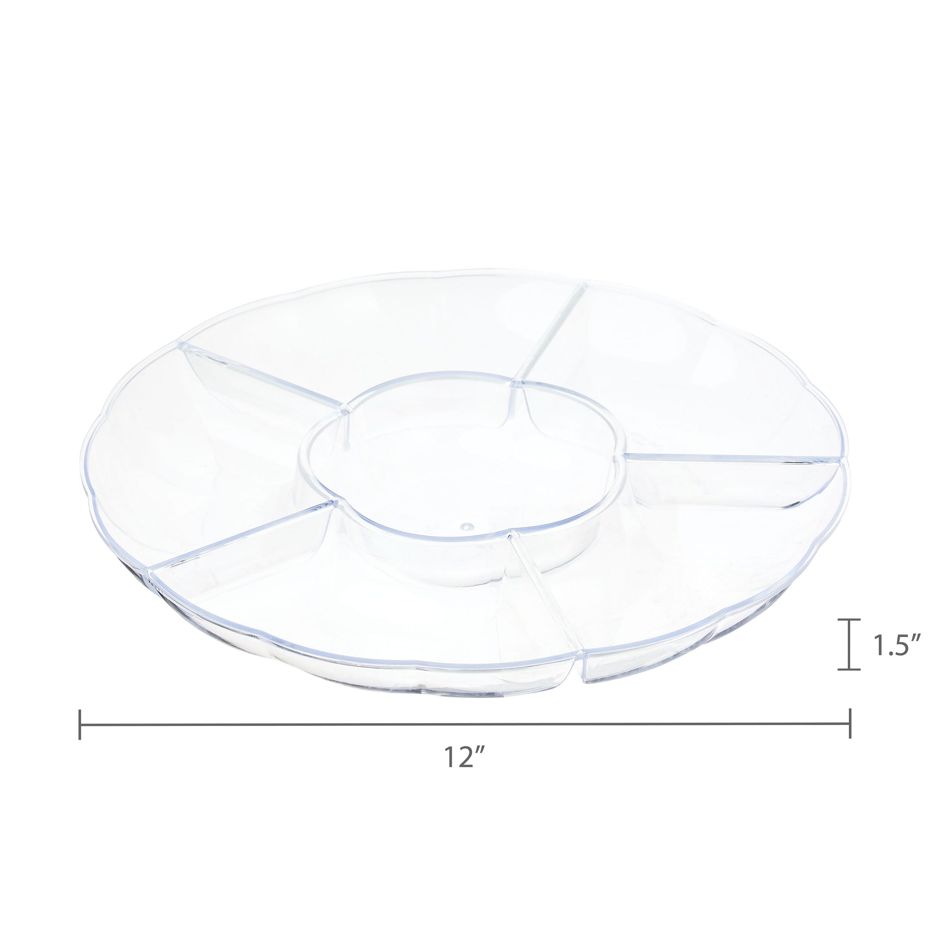 Clear round Compartment Tray, 12", by