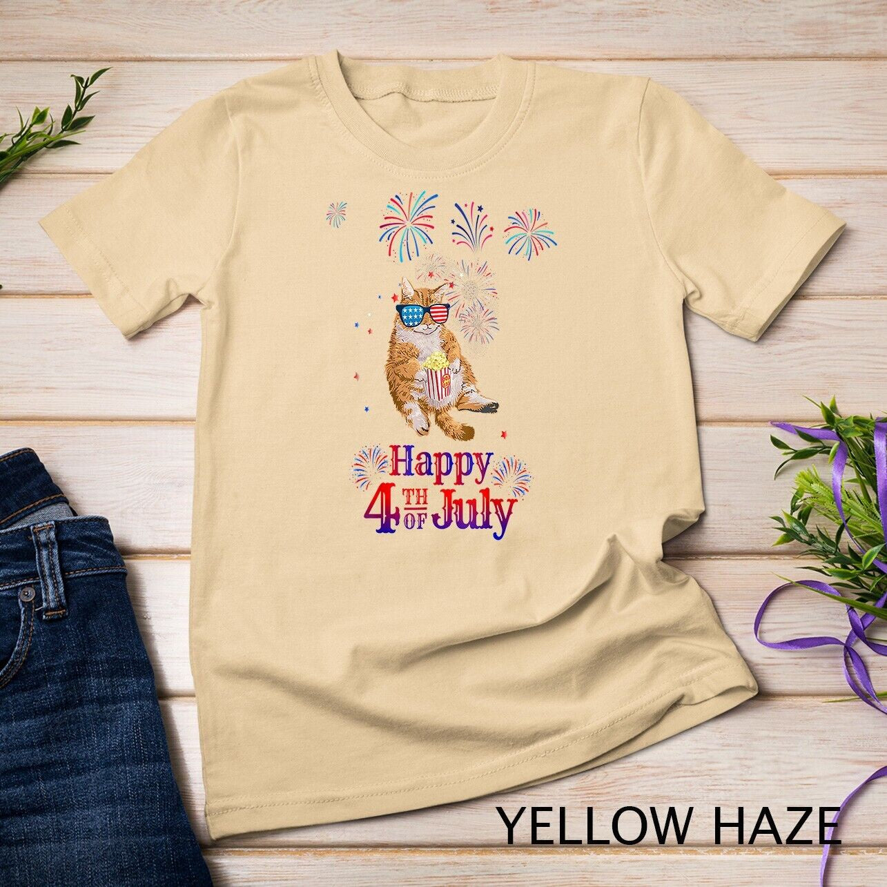 Patriotic Cat Shirt Happy 4Th of July T-Shirt Unisex T-Shirt