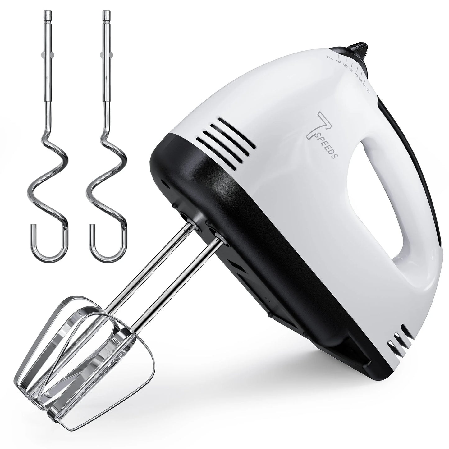 7-Speed Electric Hand Mixer with Stainless Steel Beaters and Dough Hooks, Turbo Boost Function for Baking Cakes, Eggs, and Cream