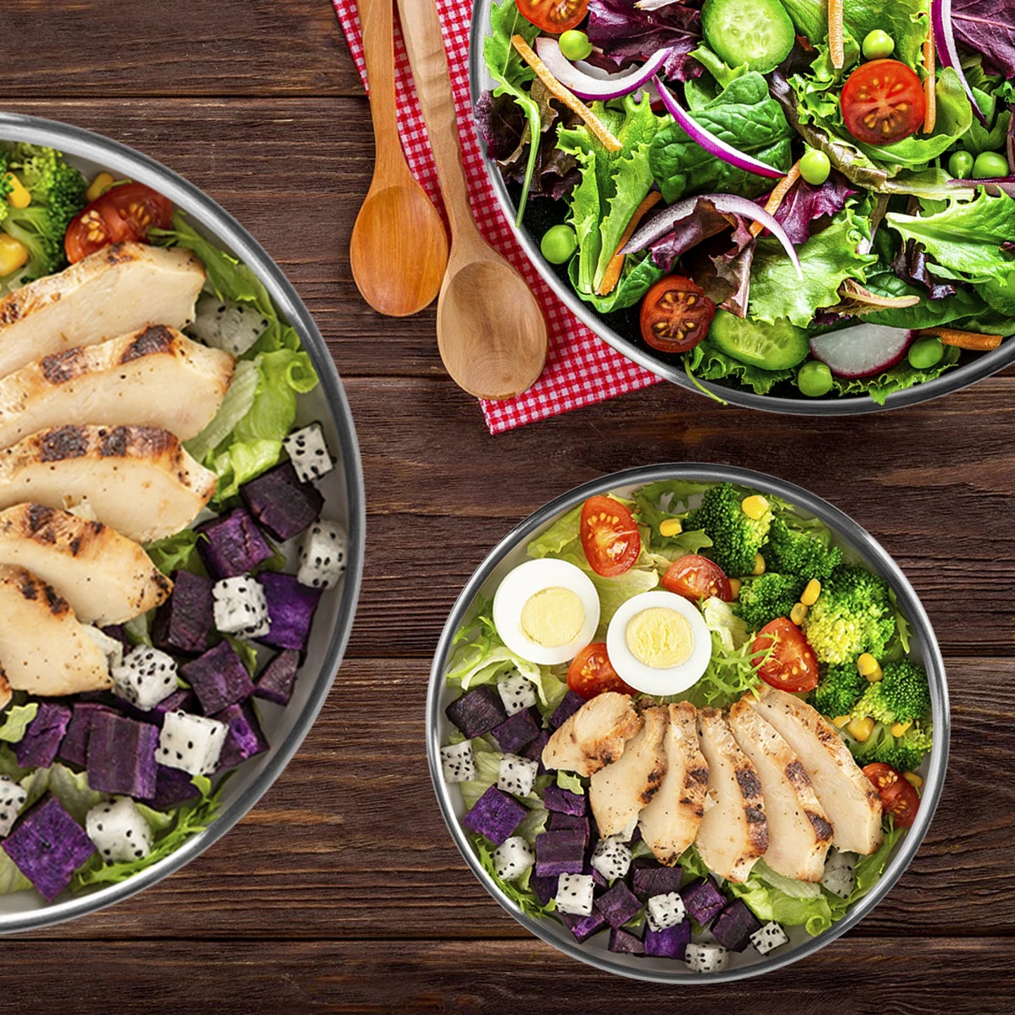 Stainless Steel Mixing Bowls Set,  6 Pack Mixing Bowls with Lids, Metal Nesting Storage Bowls for Kitchen, 4.5/3/2.5/2/1.5/0.75QT, Great for Prep, Baking, Serving, Multicolor