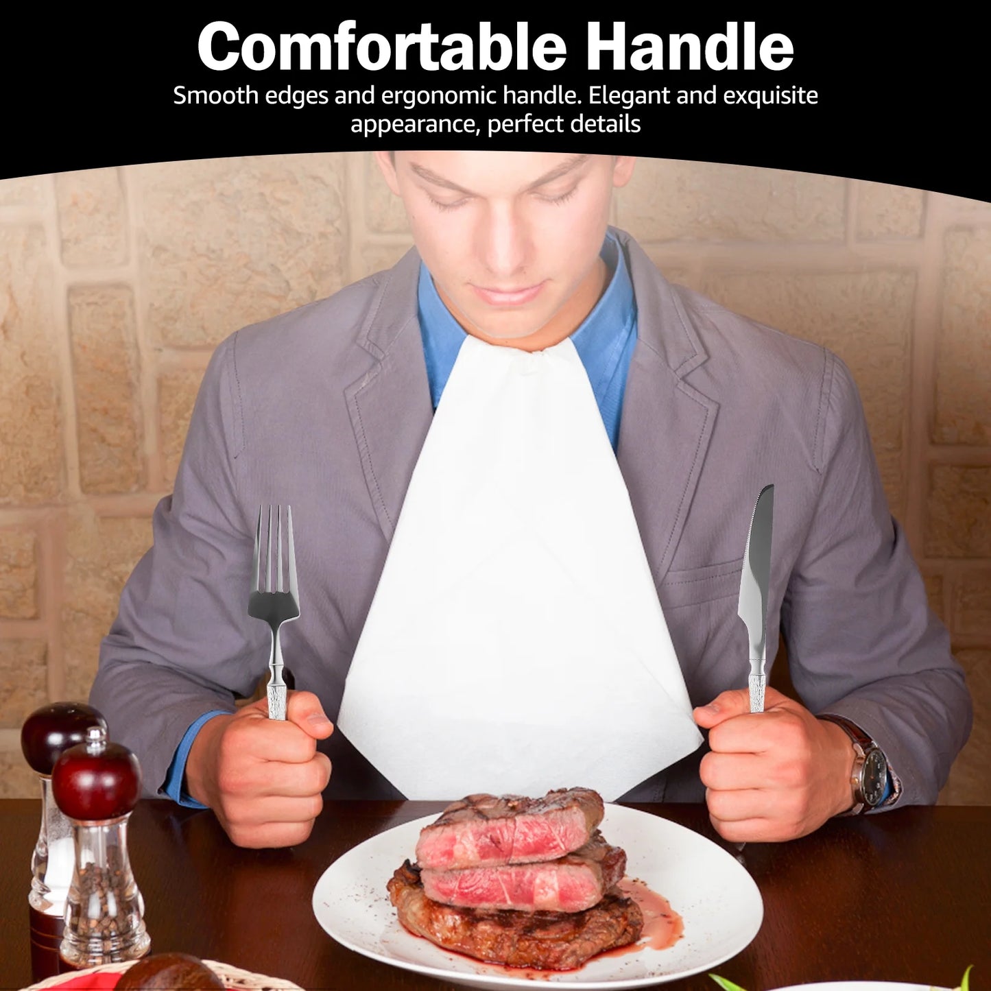 20-Piece Silverware Set with Small Waist Tree Pattern, Stainless Steel Tableware for Hotels, Includes Steak Knife, Fork, Spoon, and Dessert Fork - Dishwasher Safe