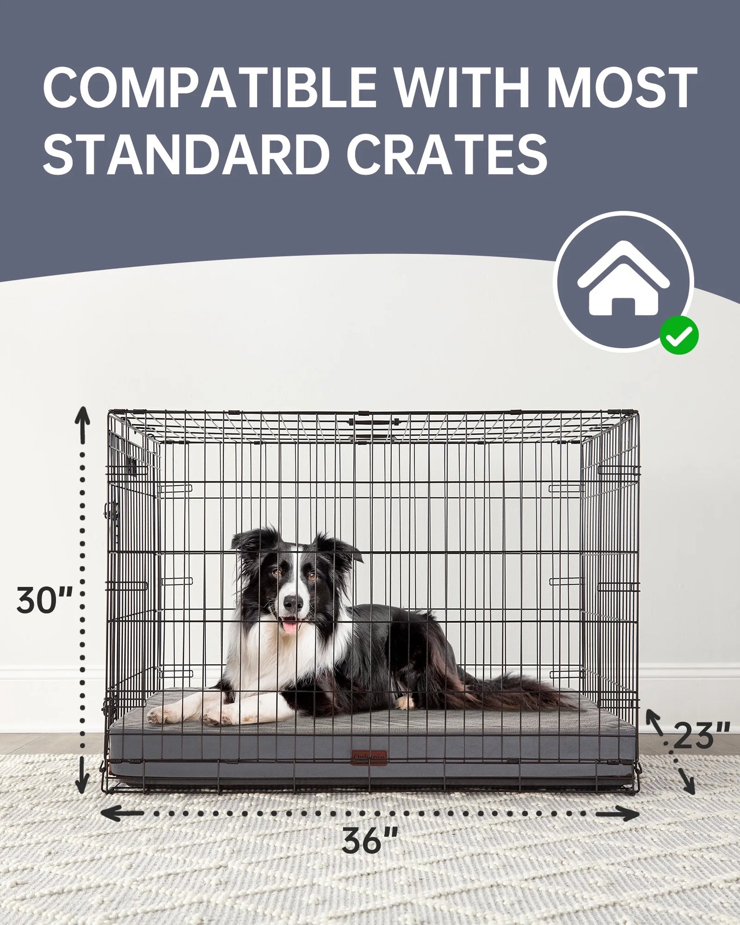 Large Orthopedic Dog Bed with Removable Washable Cover, Non-Slip Base, and Waterproof Liner, Ideal for Crates, 35" x 22" x 3.5", Gray