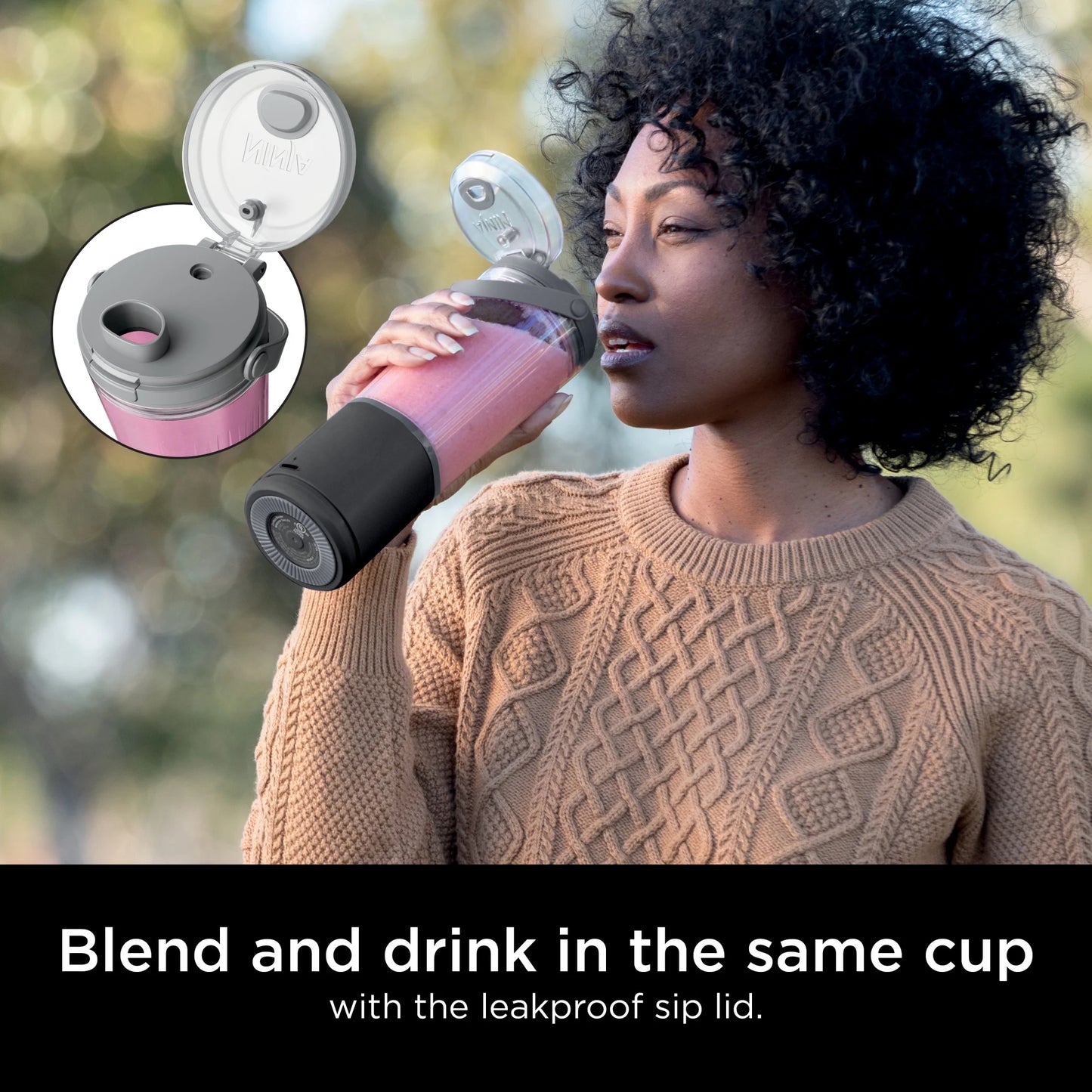 Blast 16 Oz Portable Personal Blender with Leak-Proof Lid and Easy Sip Spout, Black BC100BK