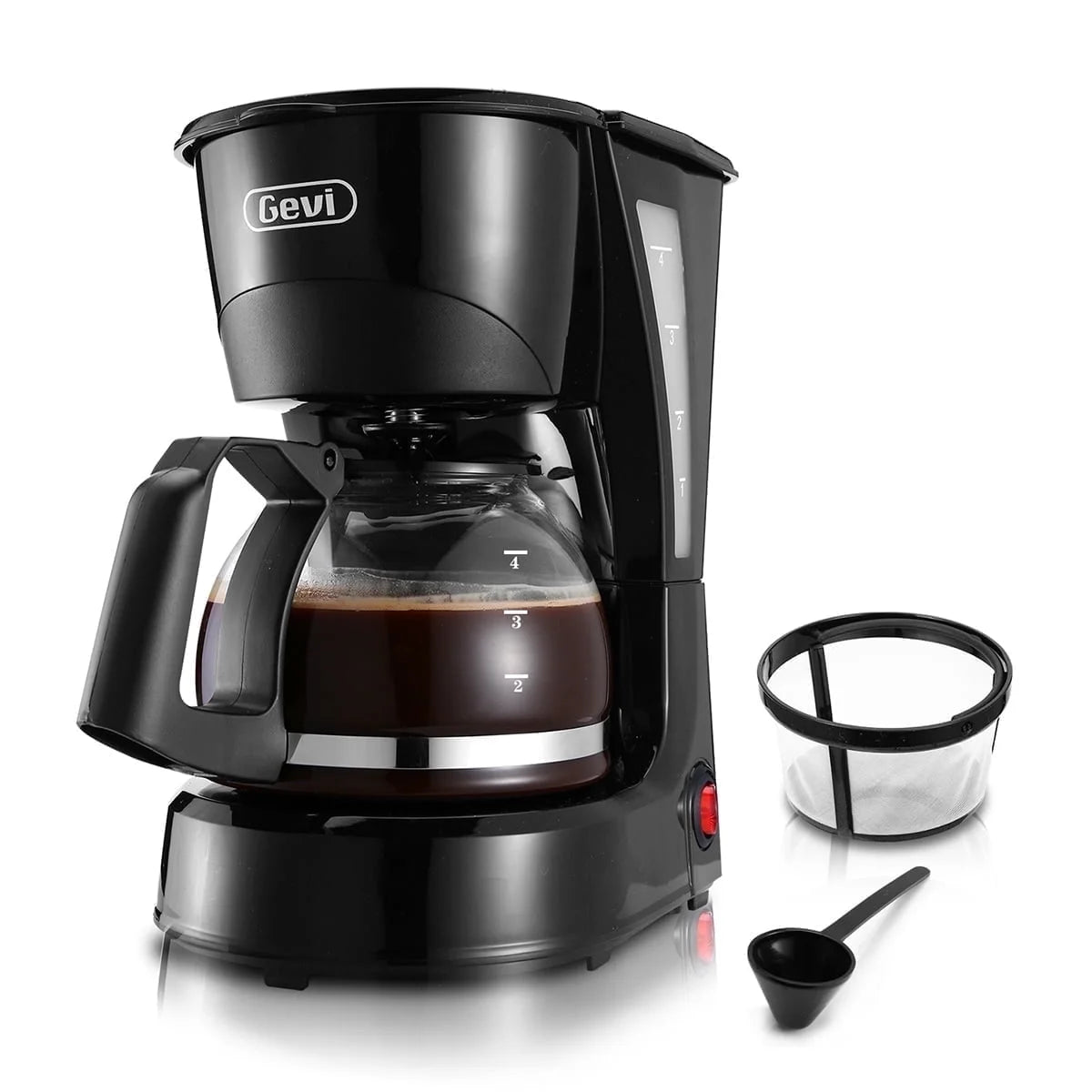 4 Cup Automatic Drip Coffee Maker with Reusable Filter, One Button Control New Condition, 600Ml, Black