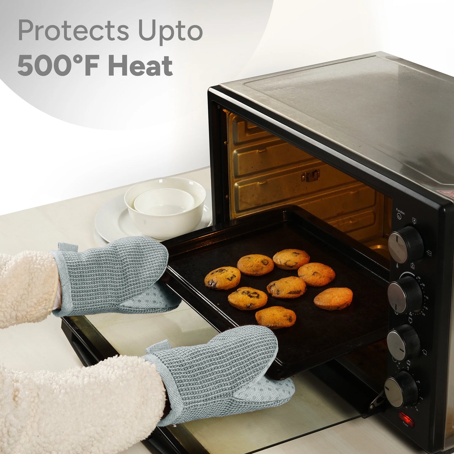 Kitchen Set Pack of 8, Oven Mitts Pot Holders Pad and Towel Set, Cute Kitchen Starter Set, Short Oven Mitts and Kitchen Hand Towels and Dish Cloths Sets - Grey