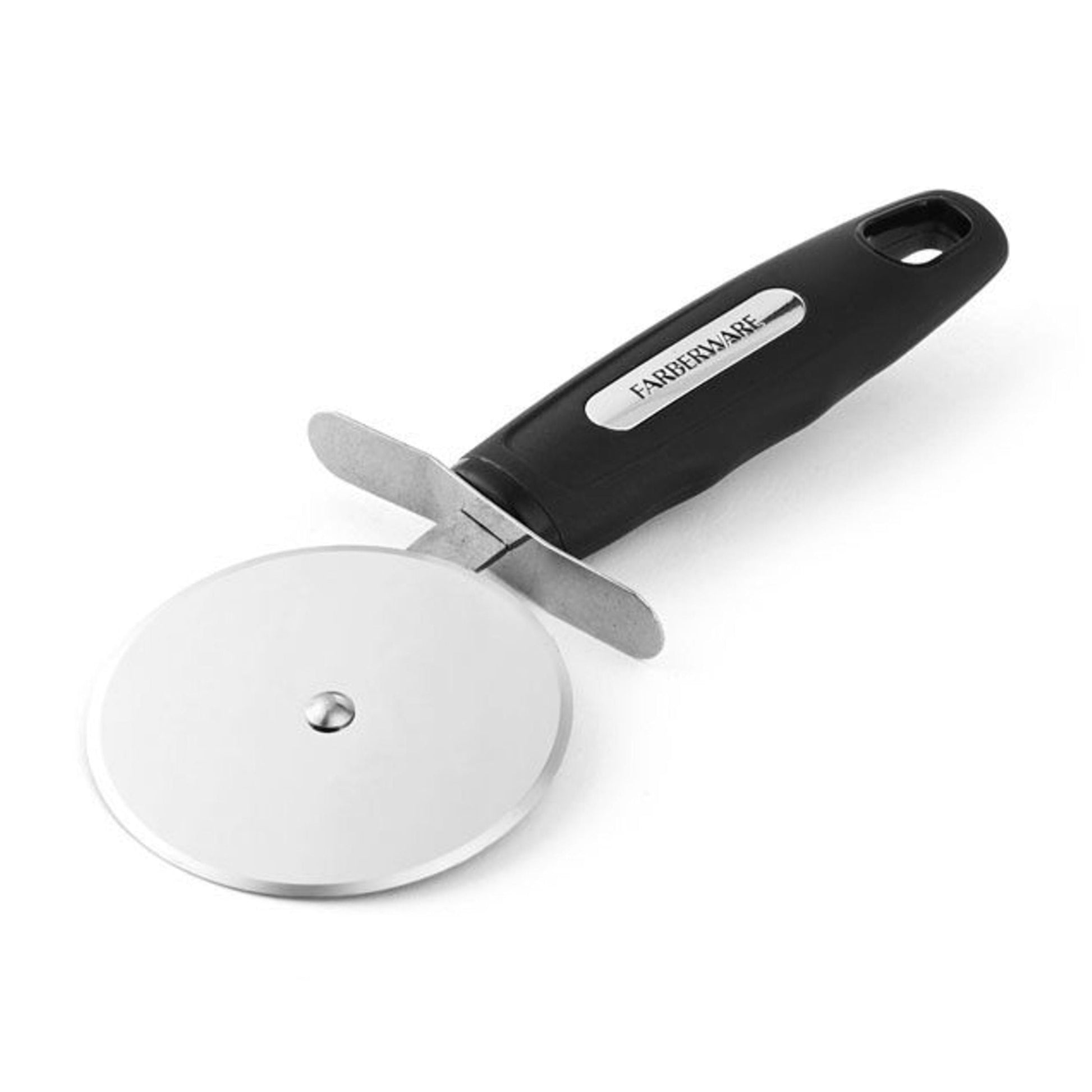 Professional Stainless Steel Pizza Cutter with Black Handle