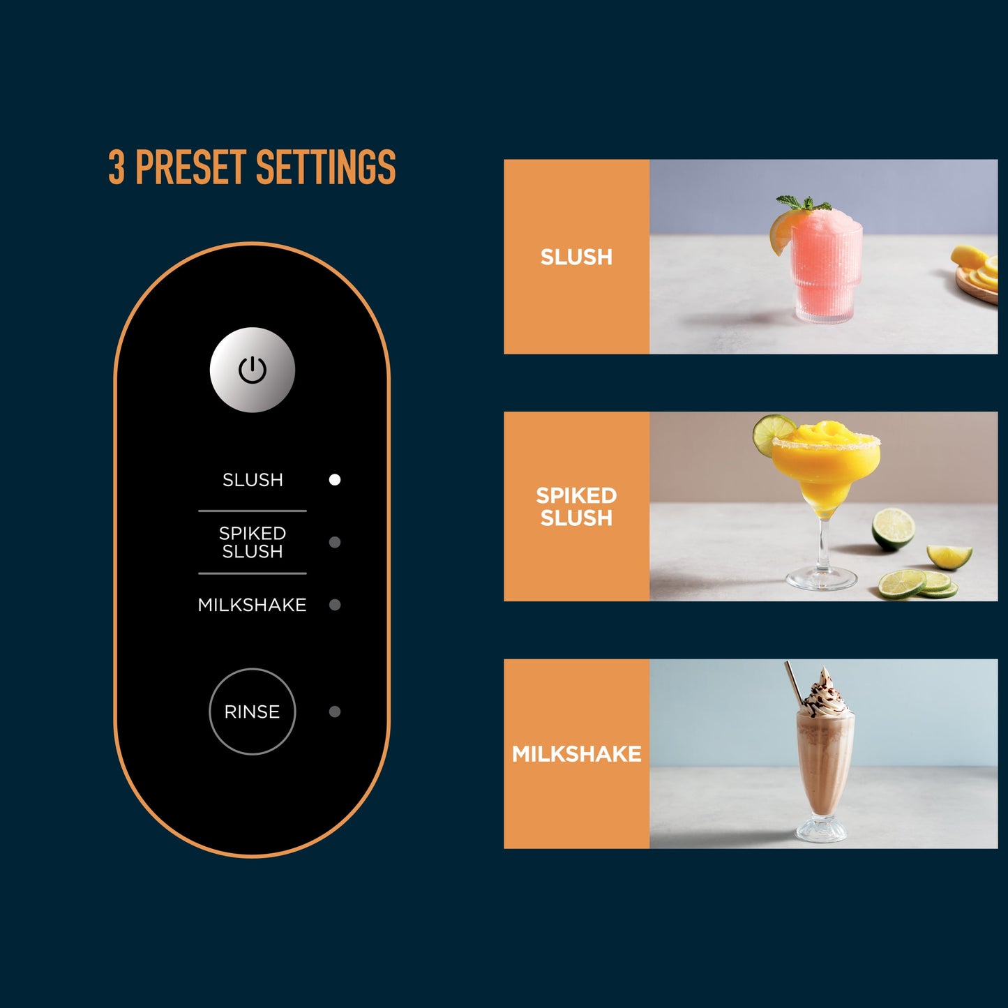 Slushi Frozen Beverage Maker with Rapidchill Technology, 72 Oz Capacity, Three Preset Functions, Dishwasher Safe, Gray