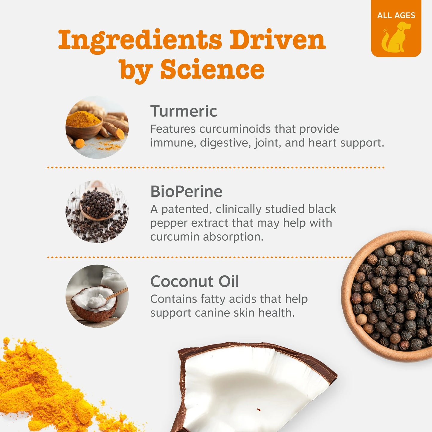 Turmeric Curcumin Chews for Dogs - Liver Support Formula with Bacon Flavor, 90 Count