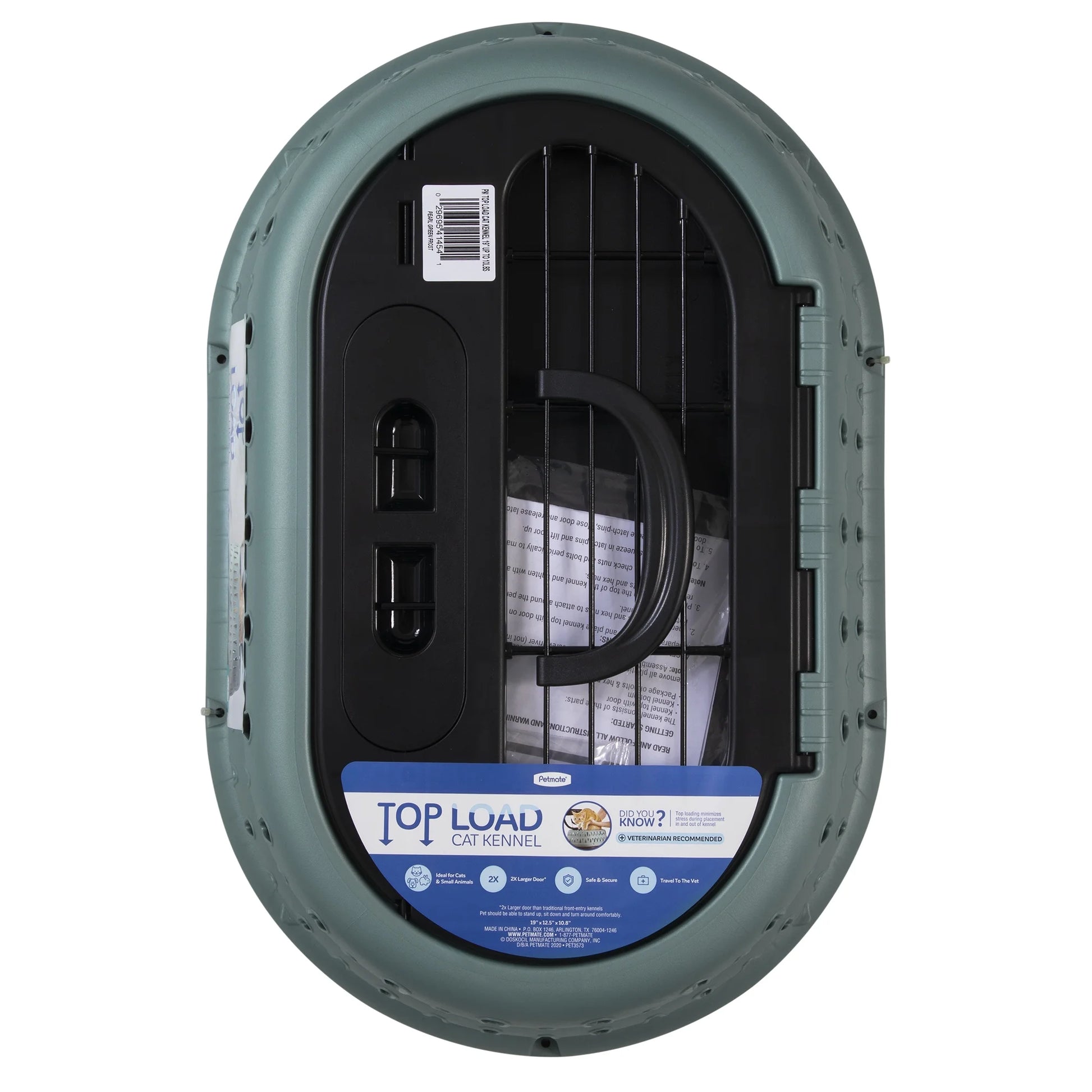 Top Load Pet Carrier for Cats, 19" Length, Suitable for Pets up to 10 lbs, Green