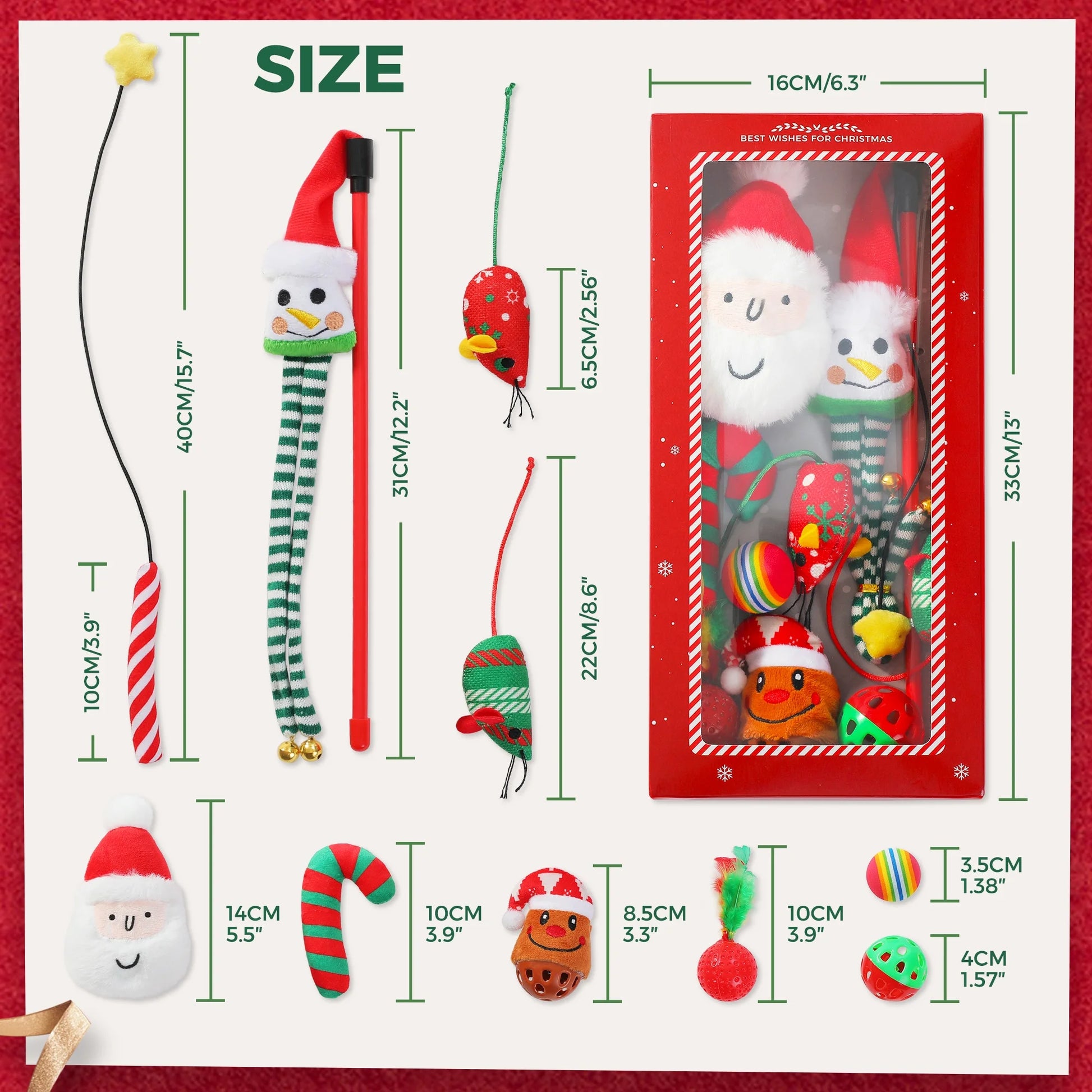 10-Piece Interactive Cat Toy Set Featuring 4 Balls, 2 Catnip Mice, and 2 Teaser Sticks