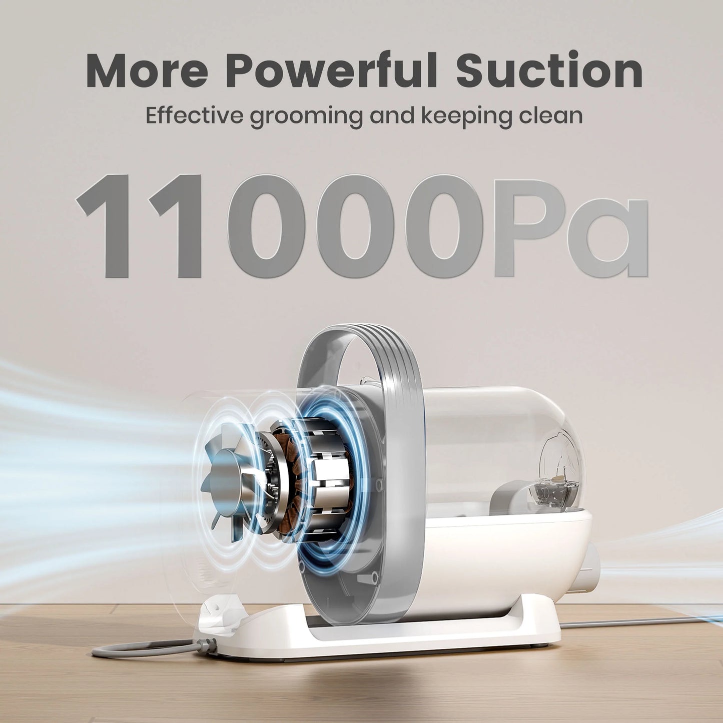 LM3 8-in-1 Dog Grooming Vacuum Kit with 11000Pa Suction Power for Shedding Dogs and Cats - Gray