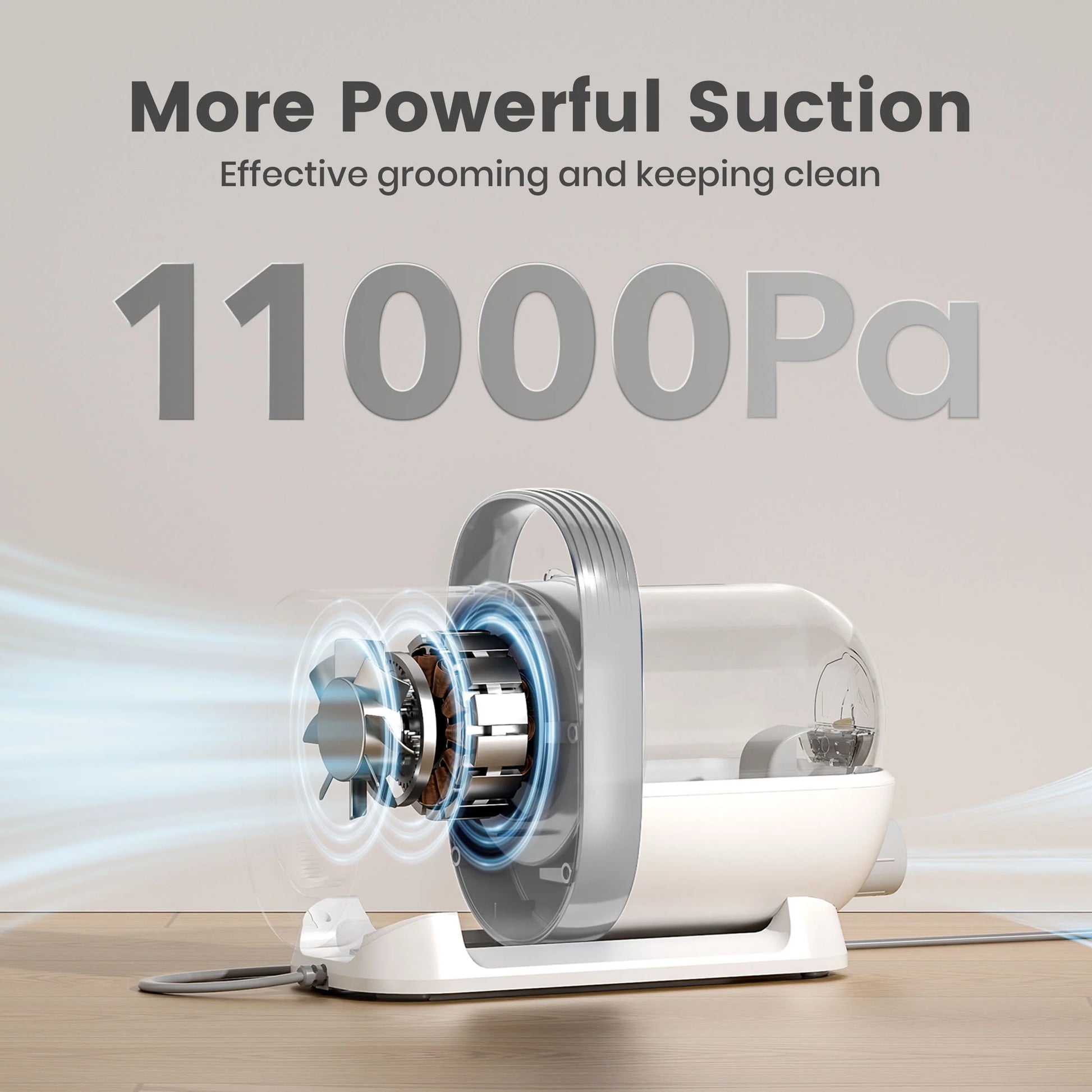 LM3 8-in-1 Dog Grooming Vacuum Kit with 11000Pa Suction Power for Shedding Dogs and Cats - Gray