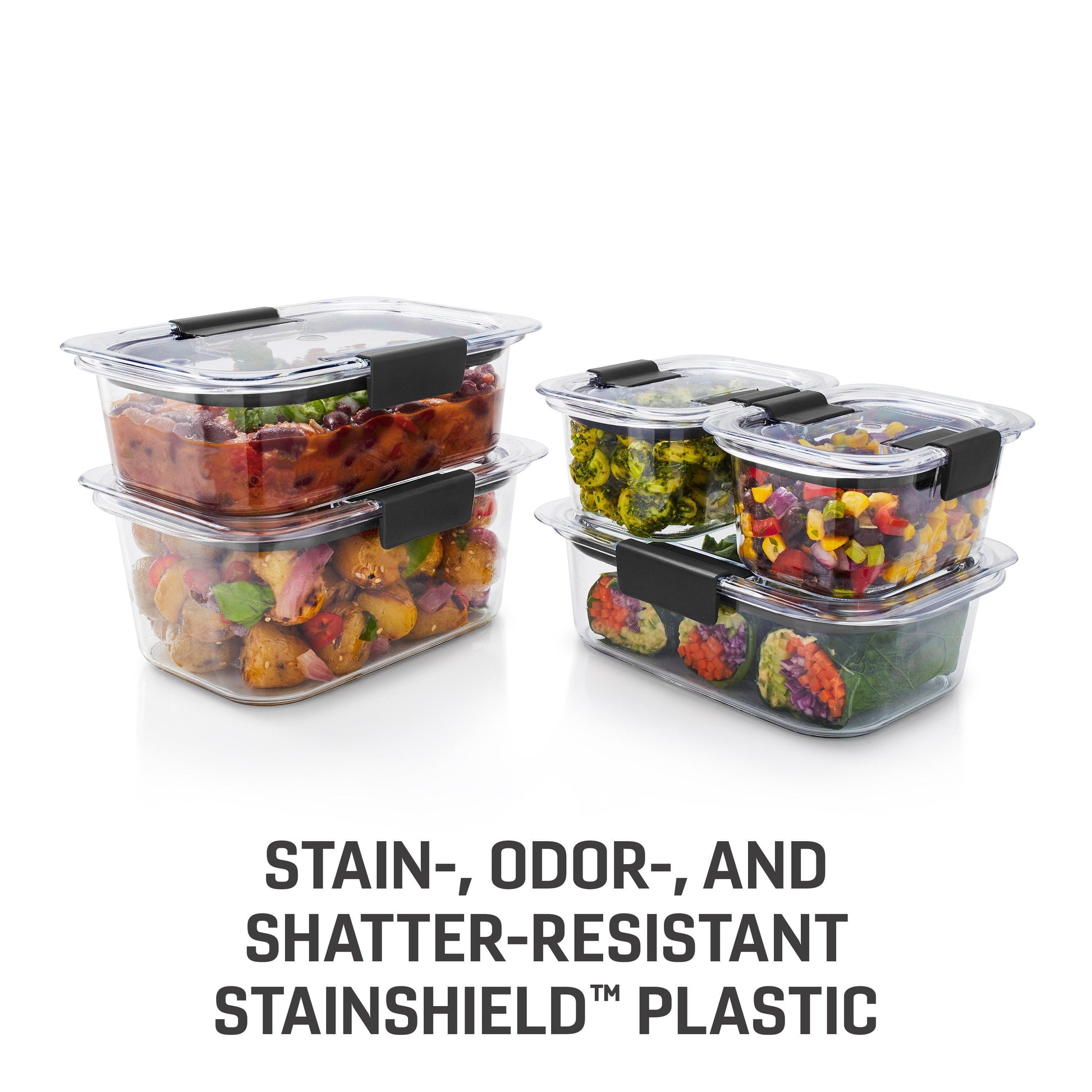 Brilliance Leak-Proof Stain Resistant Clear Food Storage Containers, 10 Piece Set