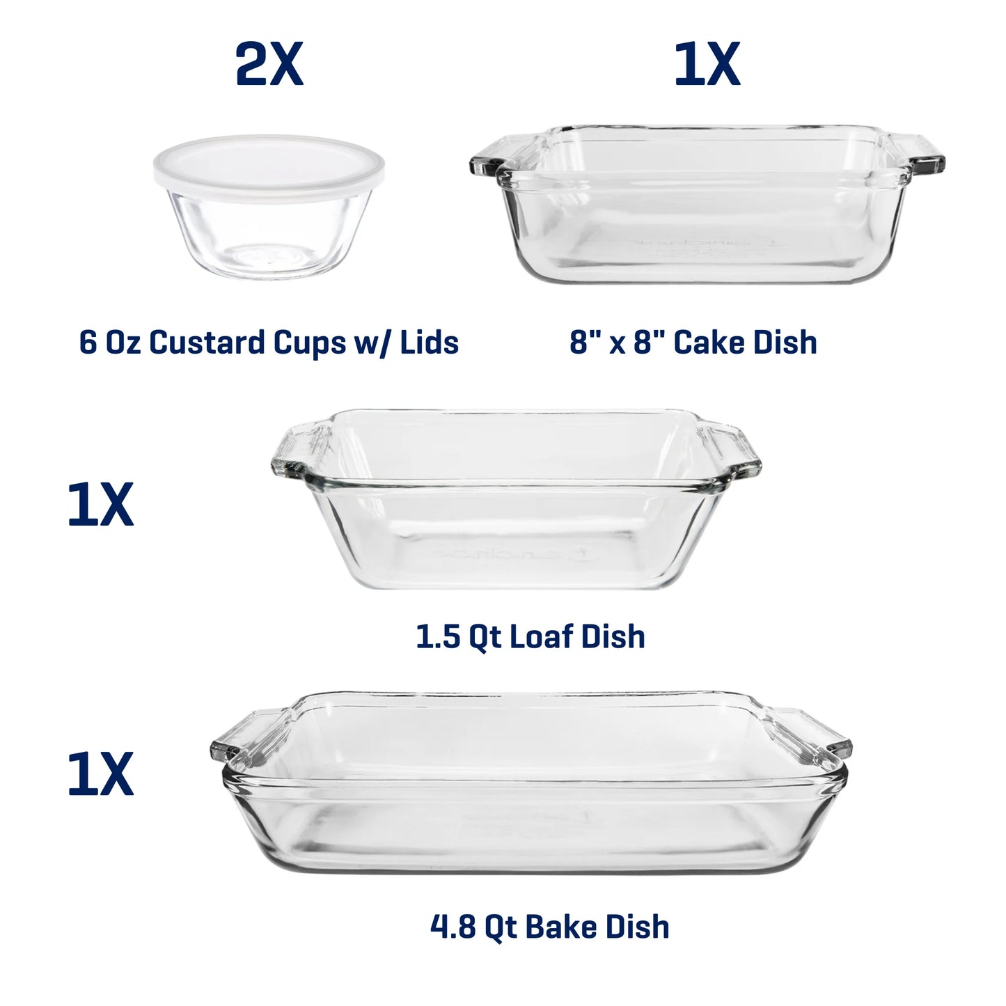 Glass Baking Dish Set, 7 Piece Glass Bakeware Set