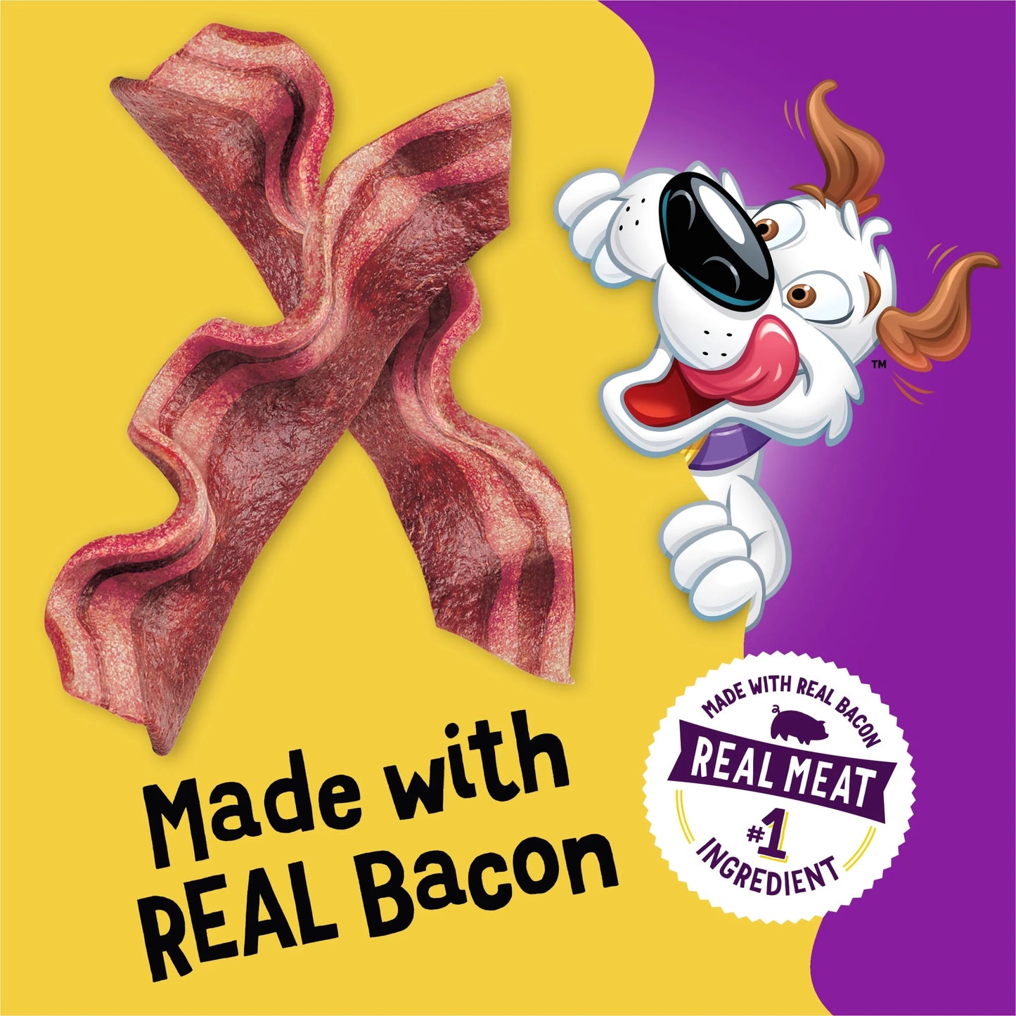 Purina  Strips Jerky Dog Treats for Adults, Original Bacon Flavor, 26 Oz Pouches (2-Pack)