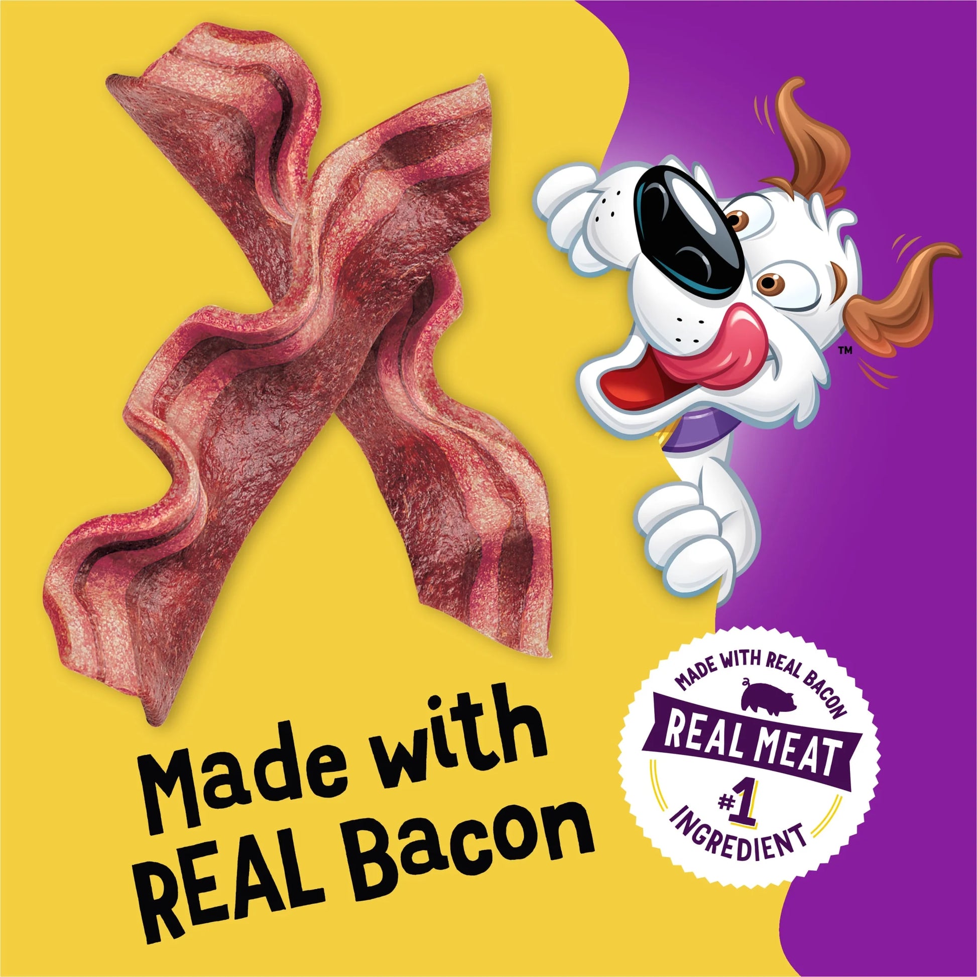 Purina  Strips Jerky Dog Treats for Adults, Original Bacon Flavor, 26 Oz Pouches (2-Pack)