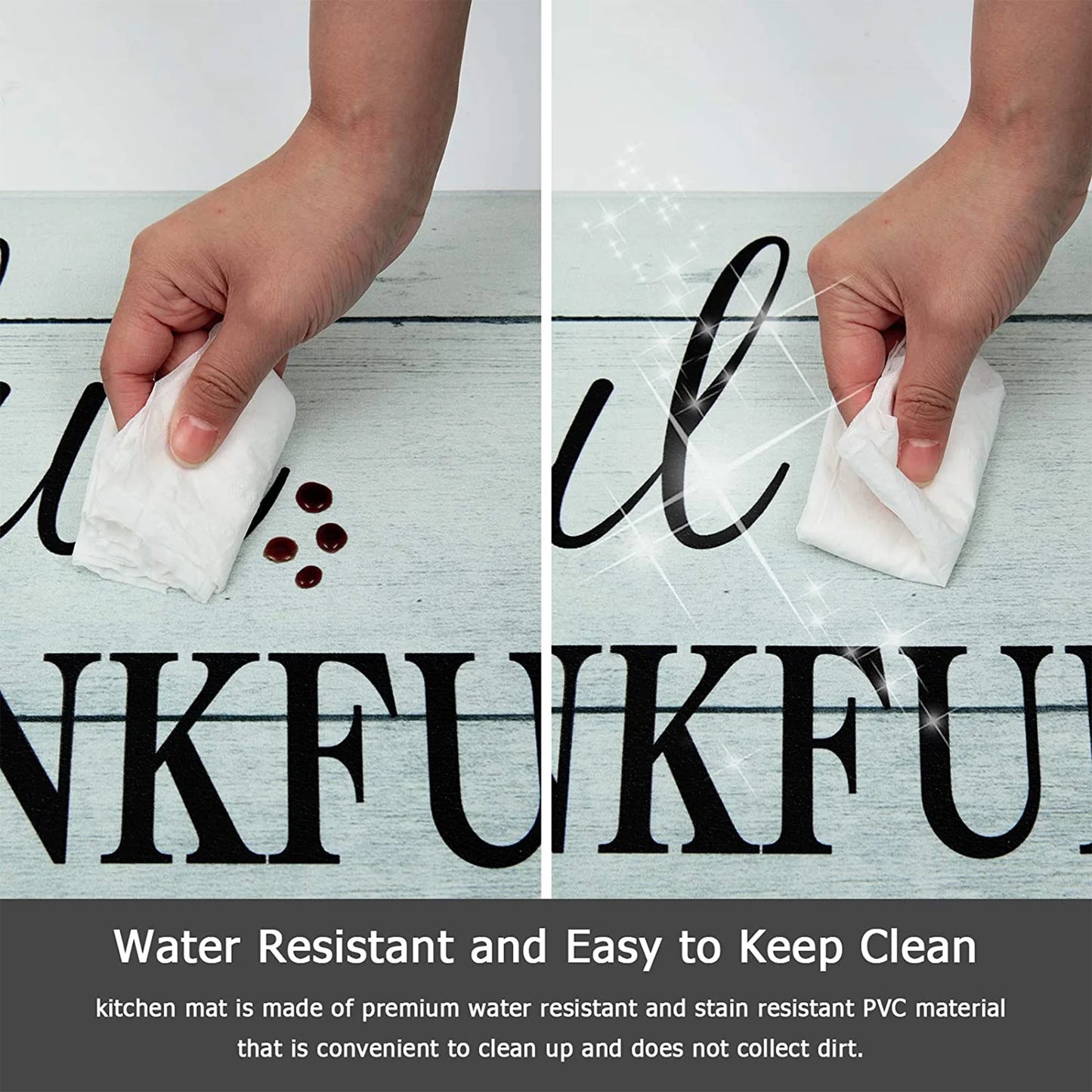 2-Piece Kitchen Rug Set, Non-Slip Anti-Fatigue Mats, Waterproof Ergonomic Comfort Cushioned Floor Runners, Blue, 18" x 30" and 18" x 47" for Home, Office, Sink, and Laundry