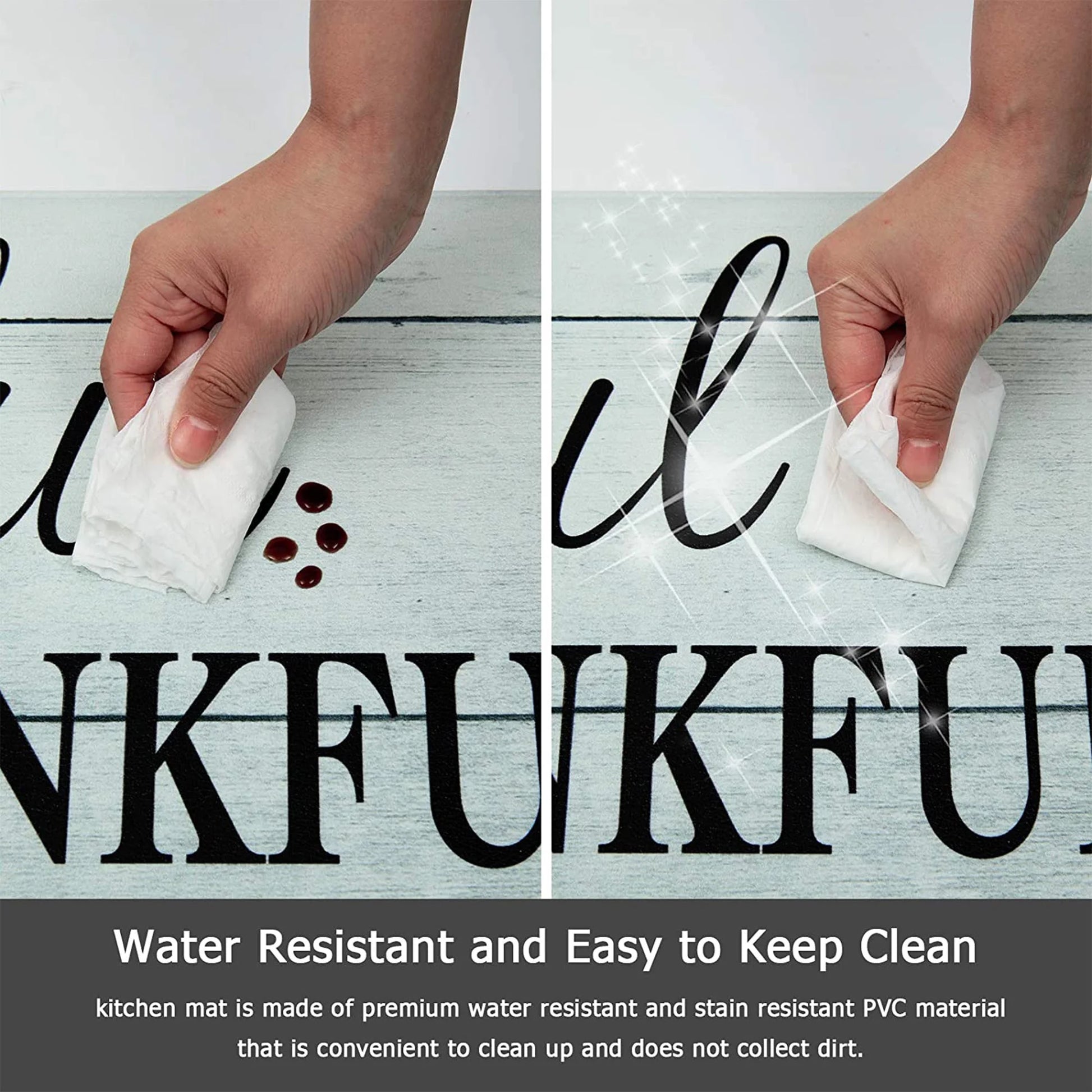 2-Piece Kitchen Rug Set, Non-Slip Anti-Fatigue Mats, Waterproof Ergonomic Comfort Cushioned Floor Runners, Blue, 18" x 30" and 18" x 47" for Home, Office, Sink, and Laundry