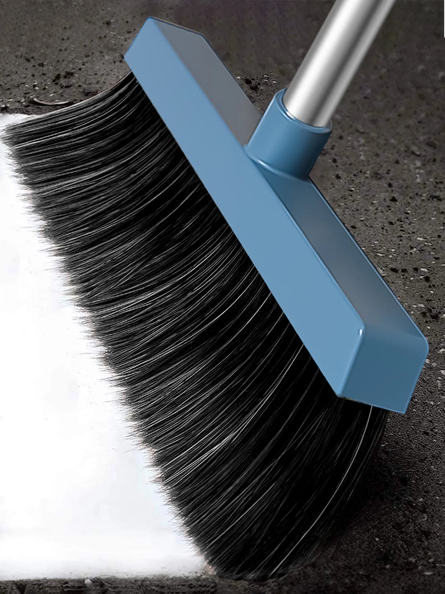 Upgrade Broom and Dustpan Set for Home,Self-Cleaning with Dustpan Teeth,51.2In,Stand Up,Blue