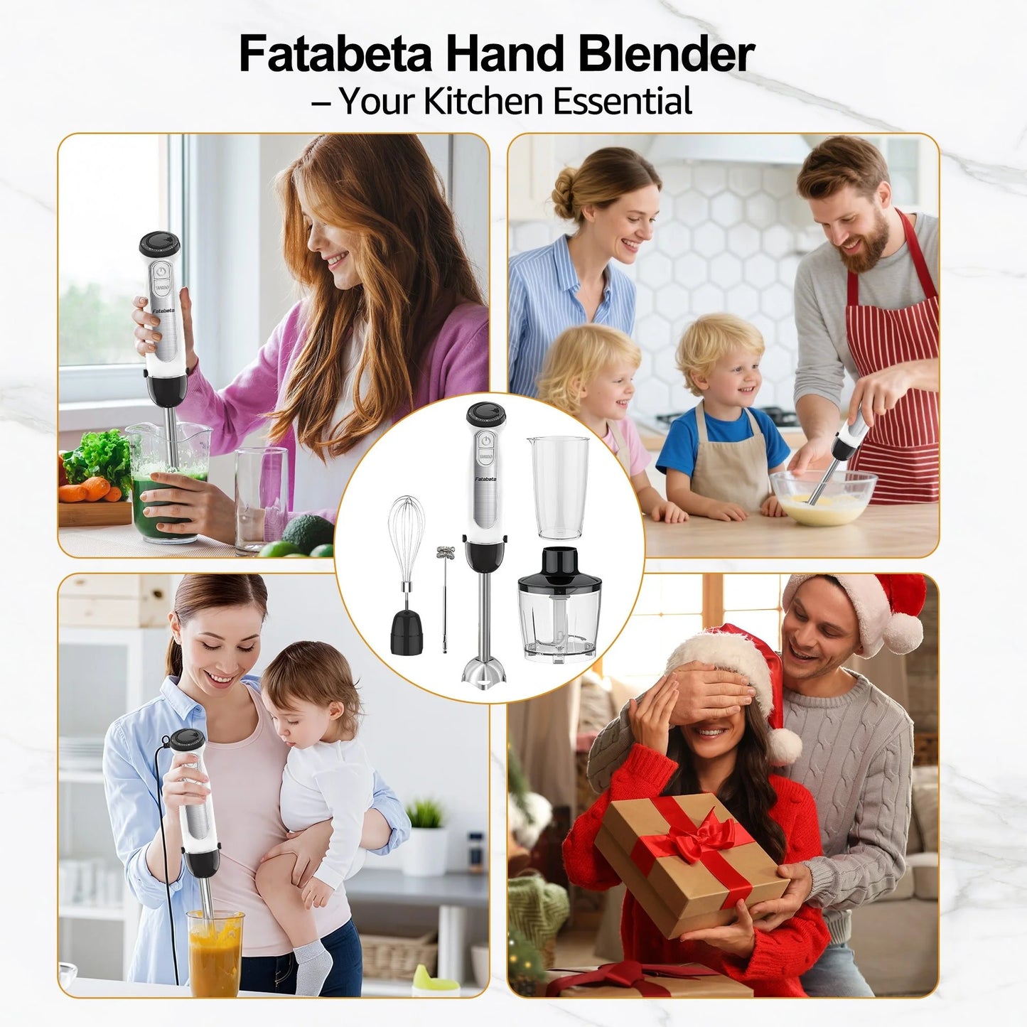 1100W Immersion Blender, 21-Speed Hand Blender with Turbo Mode, 5-In-1 Stick Blender for Smoothies, Baby Food, Soups, Purees, White