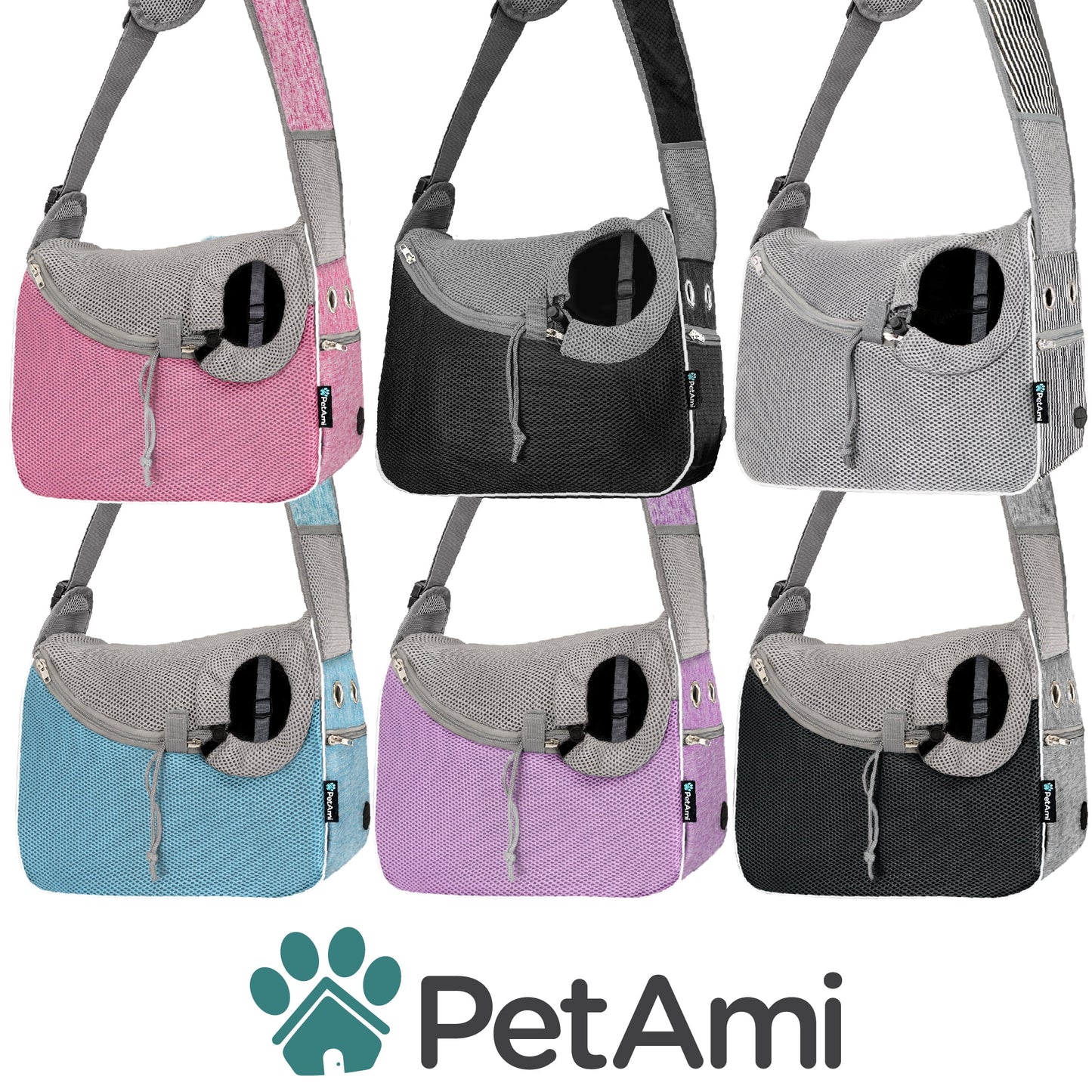Small Dog Sling Carrier - Soft-Sided Crossbody Pet Pouch for Medium Dogs and Cats, Adjustable Travel Bag with Poop Bag Dispenser, Breathable Design, Black