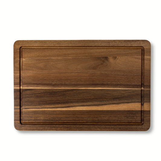 Large 12"X18" Acacia Wood Cutting Board with Triangle Shaped Anti-Slip Grips