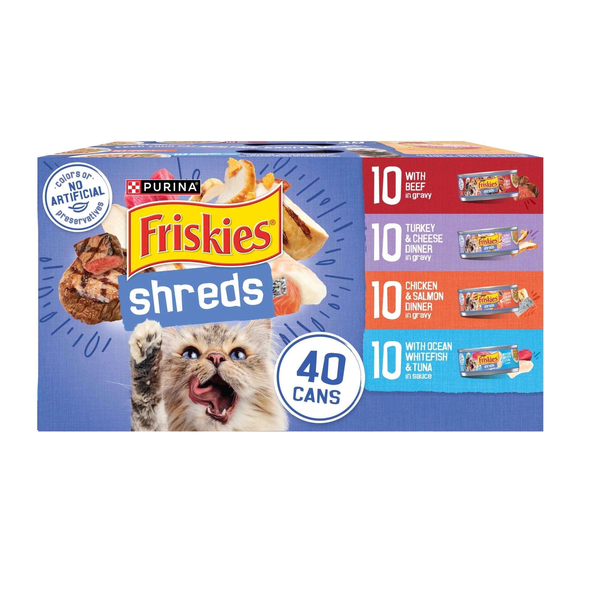 Purina  Shredded Gravy Variety Pack, Wet Cat Food, 5.5 oz Cans, 40 Count